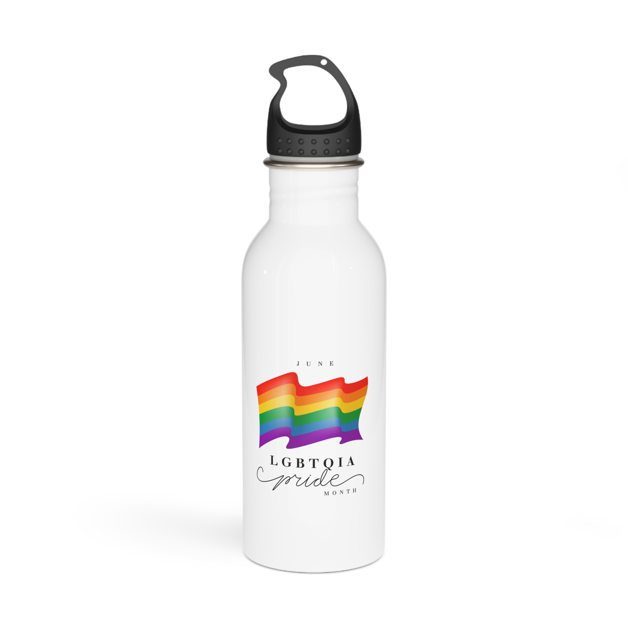 Lgbt Pride Month 2024 Concept Freedom Rainbow Flag With Hearts Gay Parade Vector Stainless Steel Water Bottle
