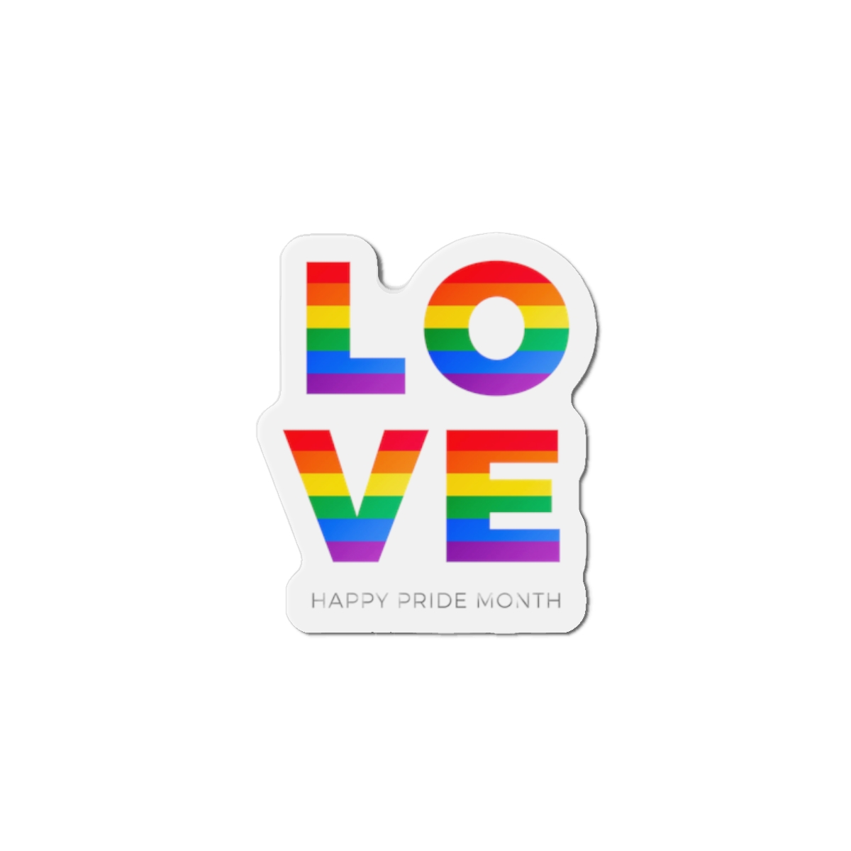 Love Word With Gay Pride Flag Die Cut Magnets
