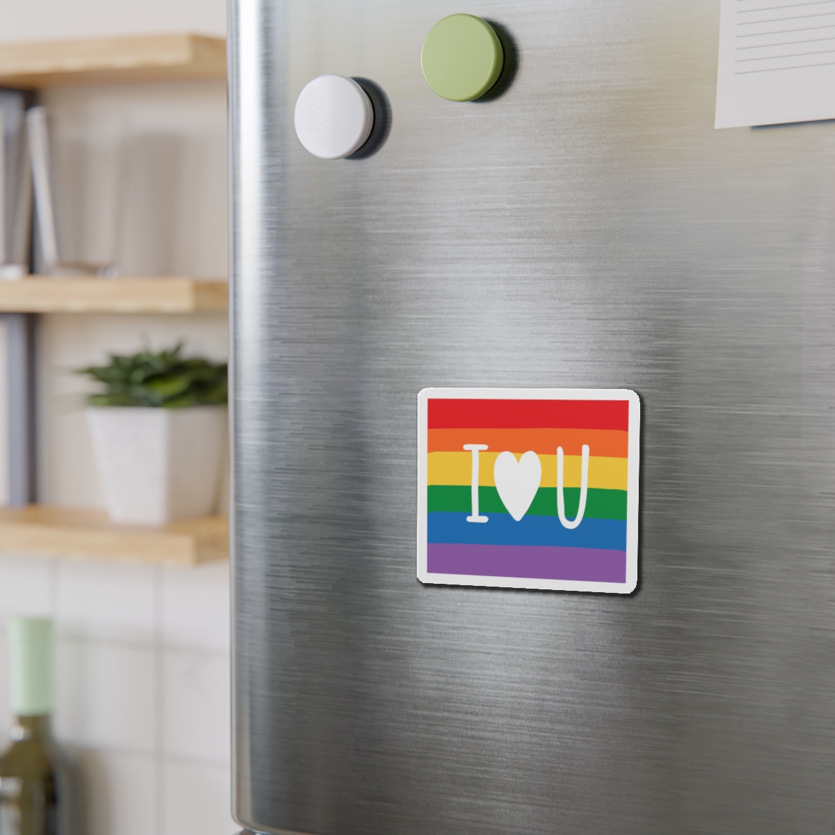 Vibrant Rainbow Flag With I Love You Heart Message Die Cut Magnets - Image 6