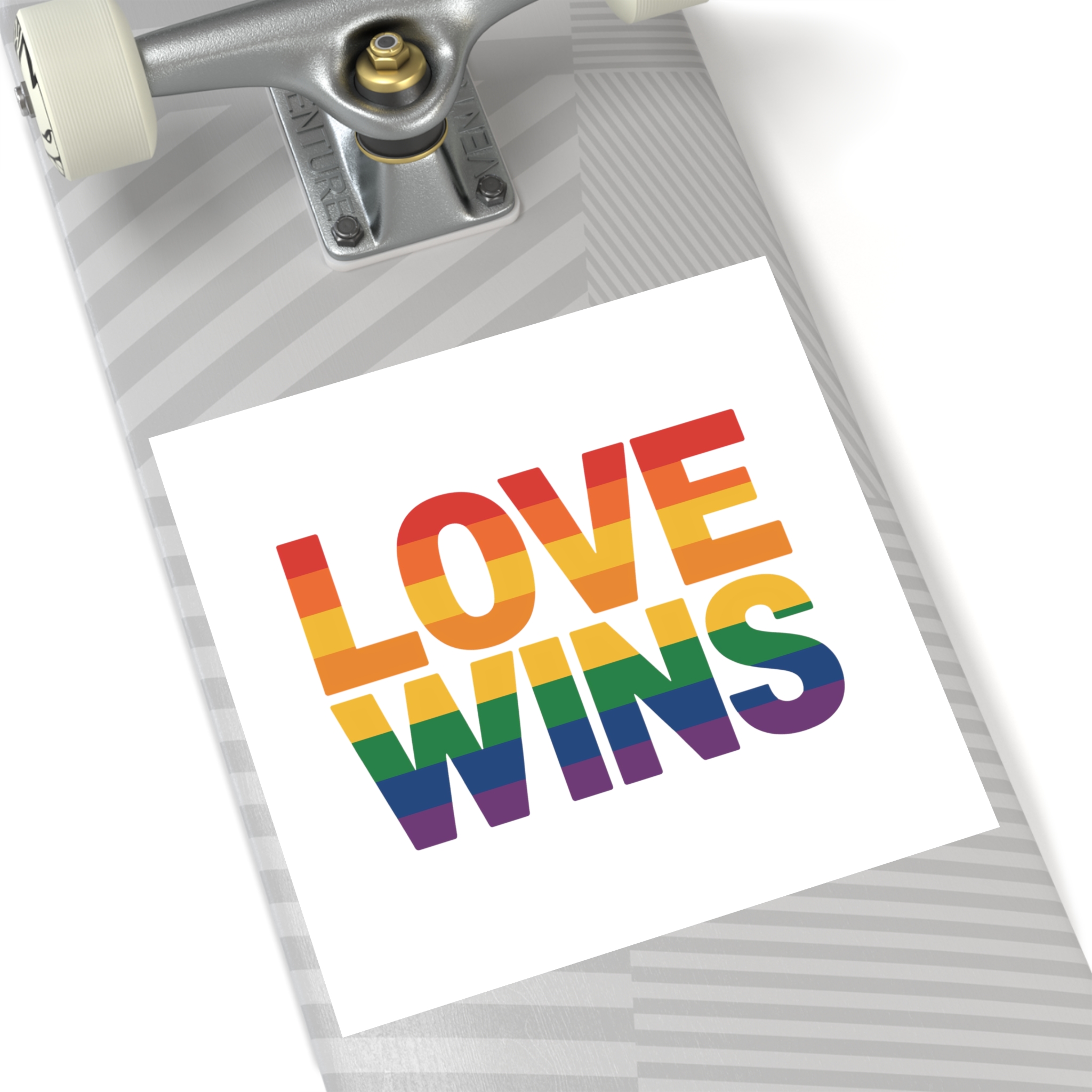 Love Wins Rainbow Pride Message Laminate Stickers Square - Image 60