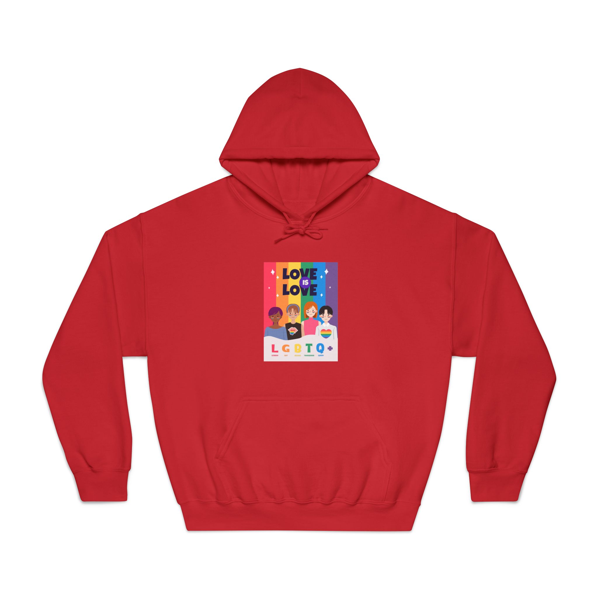 Lgbtq Pride Month Poster Vector With Diverse Characters Rainbow Celebrate Love Inclusivity Unisex Dryblend Hooded Sweatshirt - Image 33