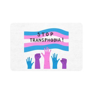 Hand Drawn Stop Transphobia Concept Illustration Pet Food Mat 12x18