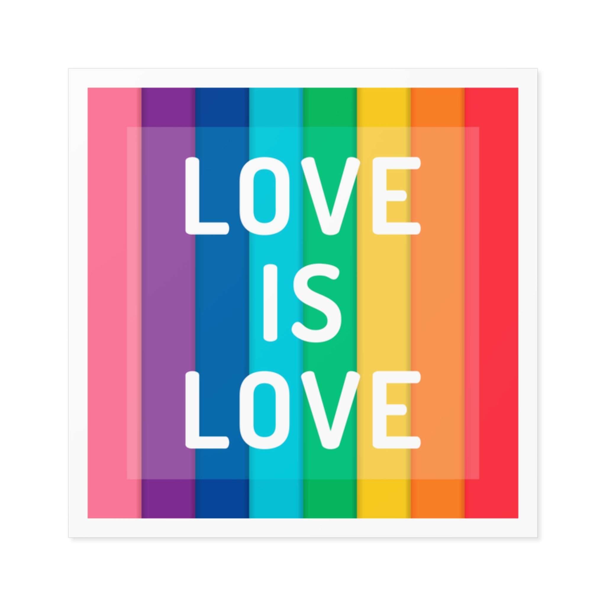 Rainbow Colored Background With Love Is Love Concept Pride Month Laminate Stickers Square - Image 9