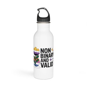 Non Binary Valid T Shirt Design Isolated White Background Stainless Steel Water Bottle