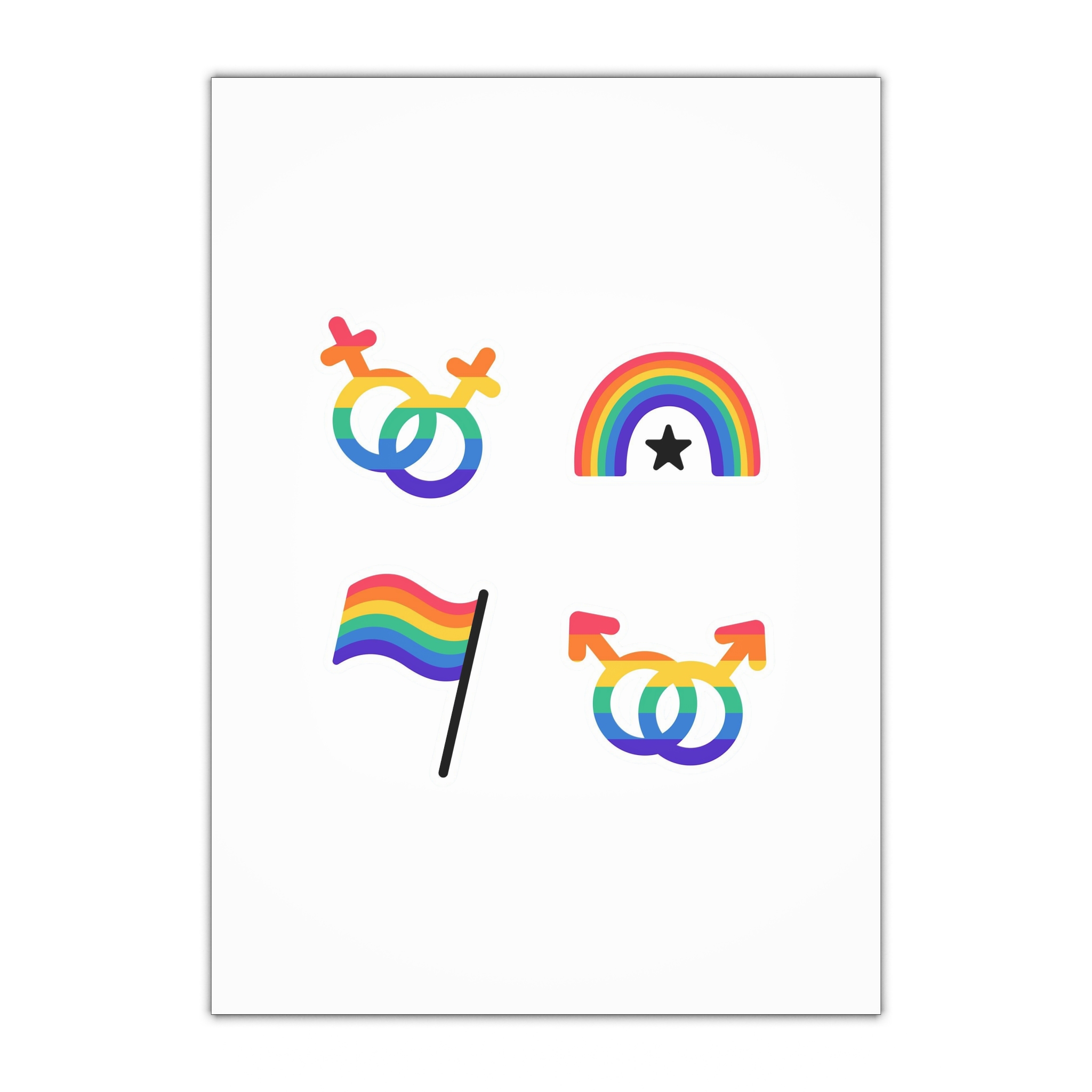 Lgbt Stickers Doodle Style Lgbtq Set Lgbt Pride Community Symbols Rainbow Colored Elements Flag Heart Rainbow Gift Wrapping Paper Sheets 1pc