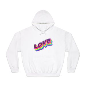 Love Png Word Rainbow Typography Unisex Dryblend Hooded Sweatshirt