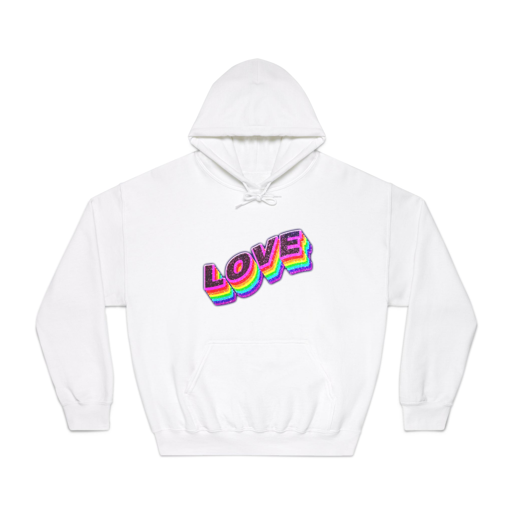 Love Png Word Rainbow Typography Unisex Dryblend Hooded Sweatshirt