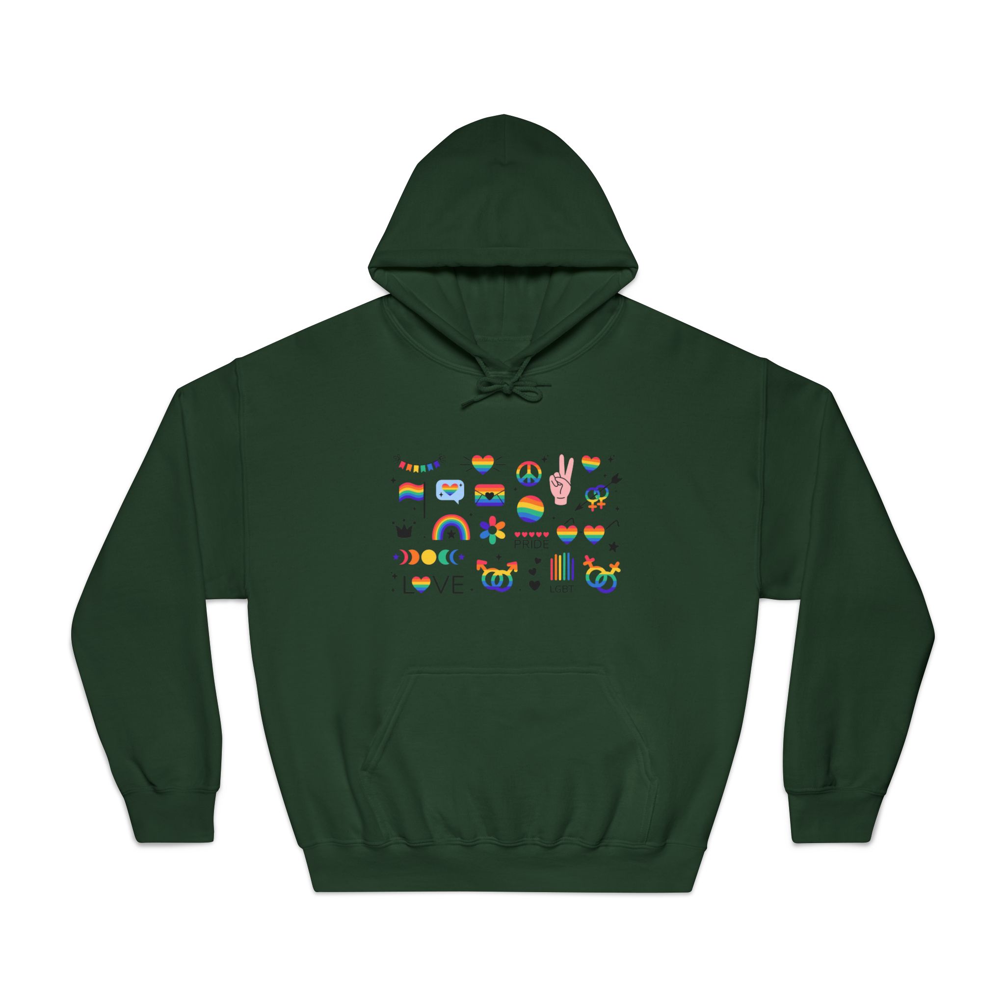 Lgbt Stickers Pack Doodle Style Lgbtq Set Lgbt Pride Community Symbols Rainbow Colored Element Unisex Dryblend Hooded Sweatshirt - Image 21