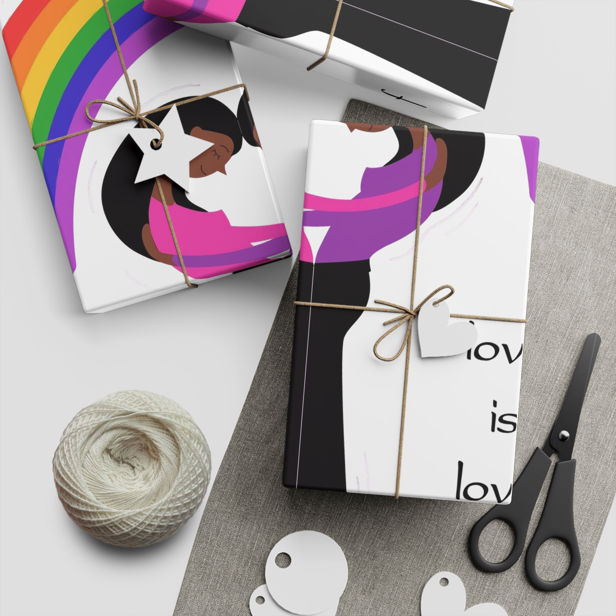 Poster Two Girls Hugging With Rainbow Gift Wrapping Paper Sheets 1pc - Image 2