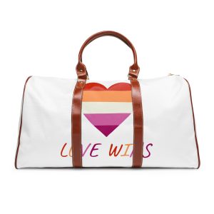 Colorful Heart Shape Lesbian Pride Flag Happy Pride Day Lgbtqia Community Pride Month Vector Hand Drawn Doodle Posters Stickers Logo Cards Waterproof Travel Bag