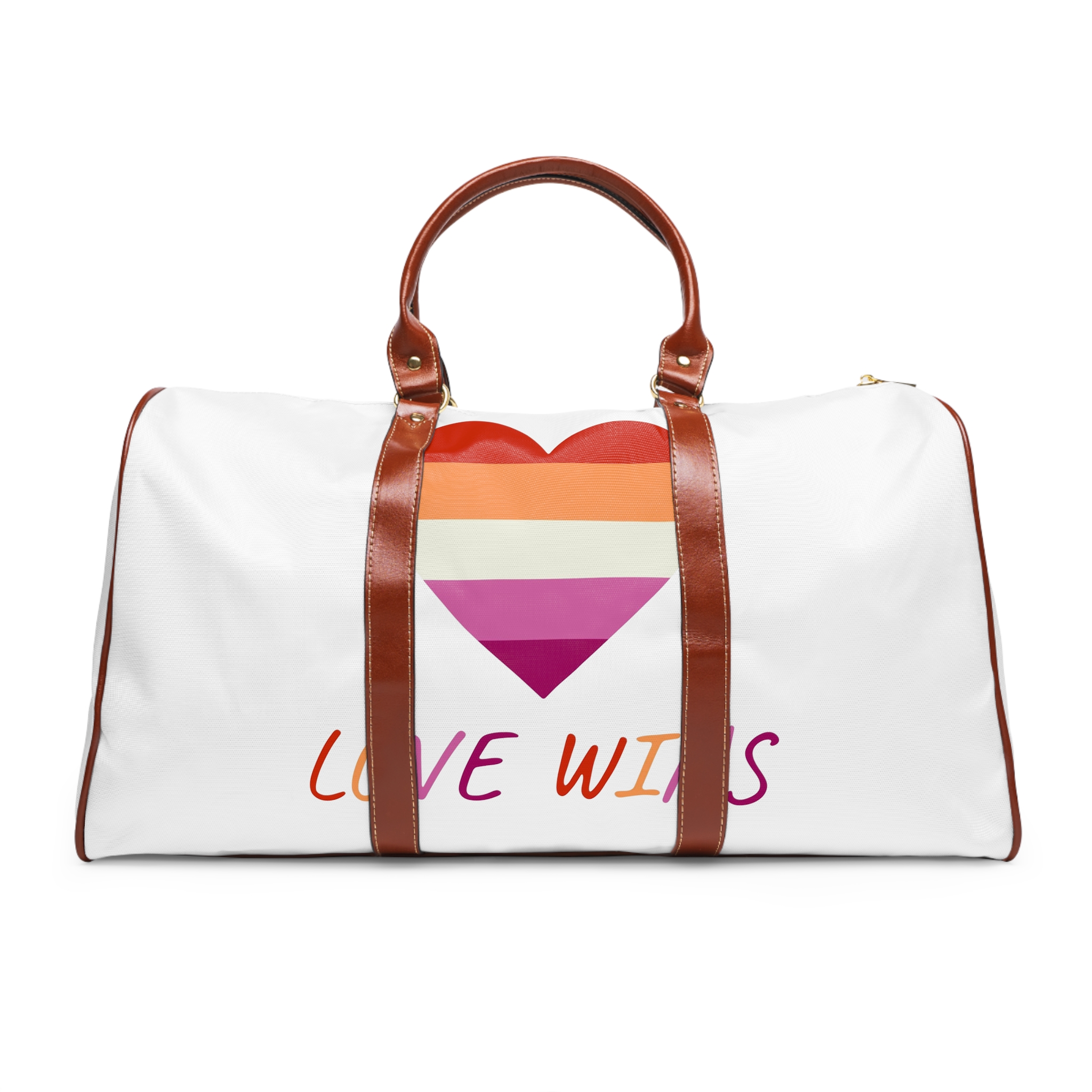 Colorful Heart Shape Lesbian Pride Flag Happy Pride Day Lgbtqia Community Pride Month Vector Hand Drawn Doodle Posters Stickers Logo Cards Waterproof Travel Bag