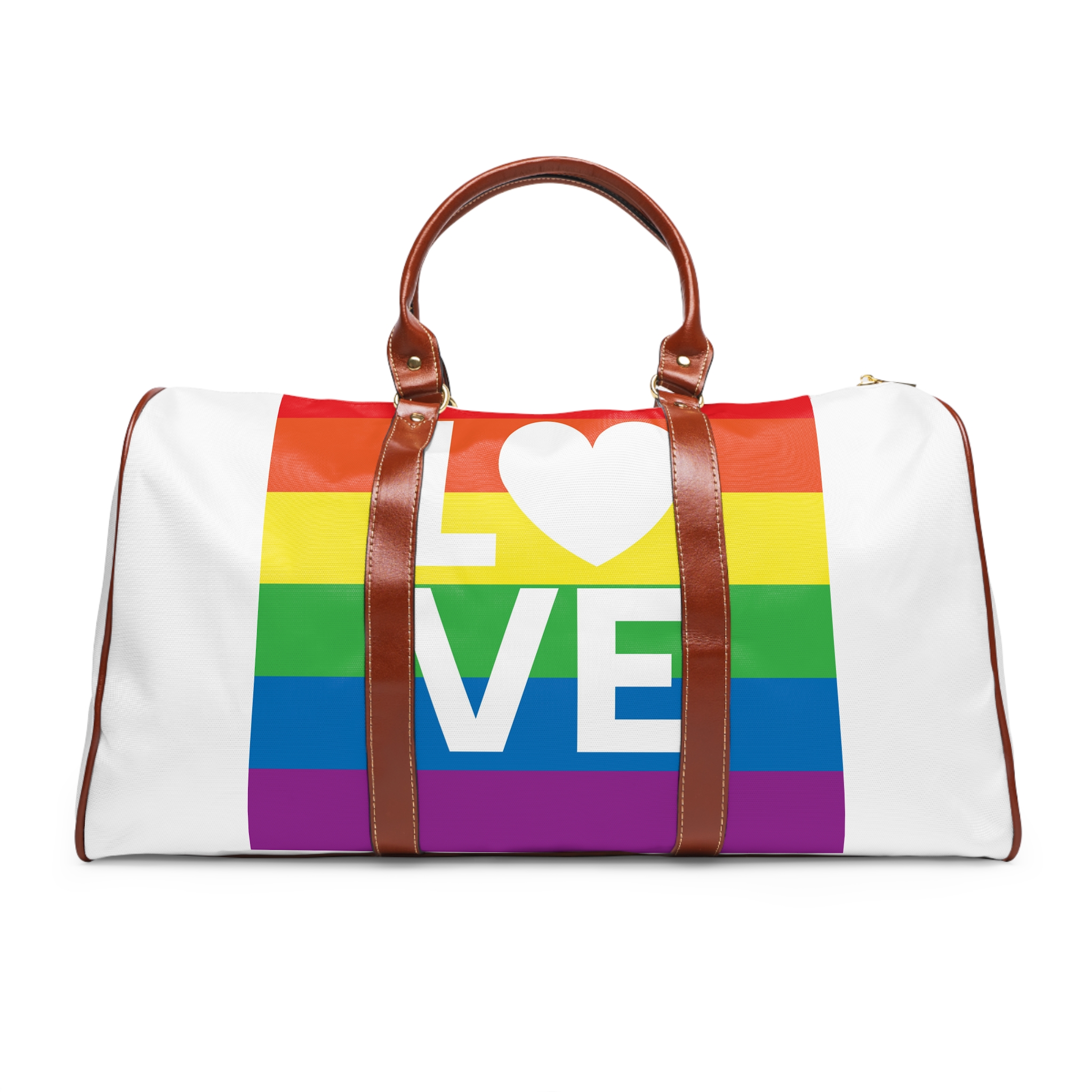 Love Lgbt Heart Squere White Waterproof Travel Bag