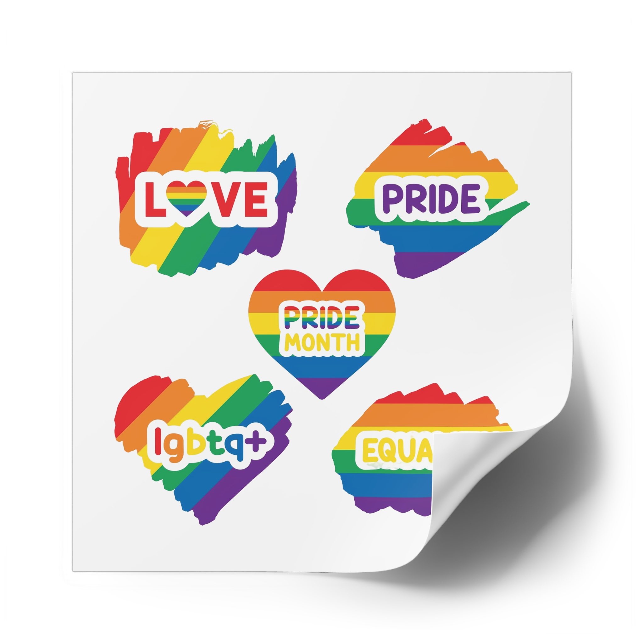 Pride Month Stickers Rainbow Lgbtq Flag Love Equality Laminate Stickers Square - Image 58