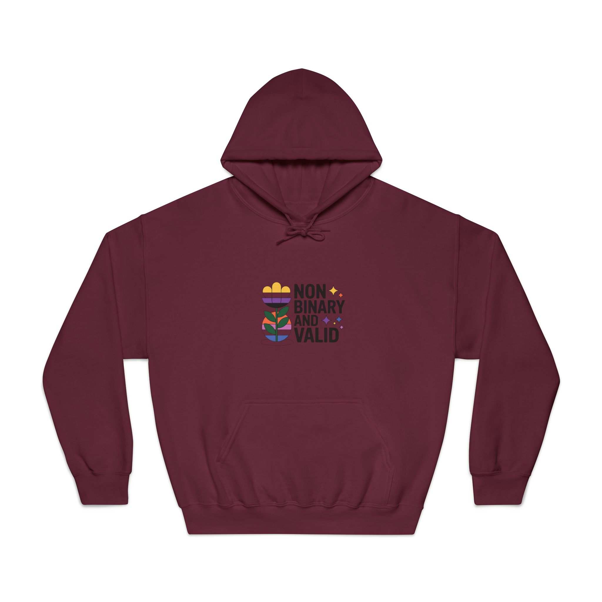 Non Binary Valid T Shirt Design Isolated White Background Unisex Dryblend Hooded Sweatshirt - Image 17