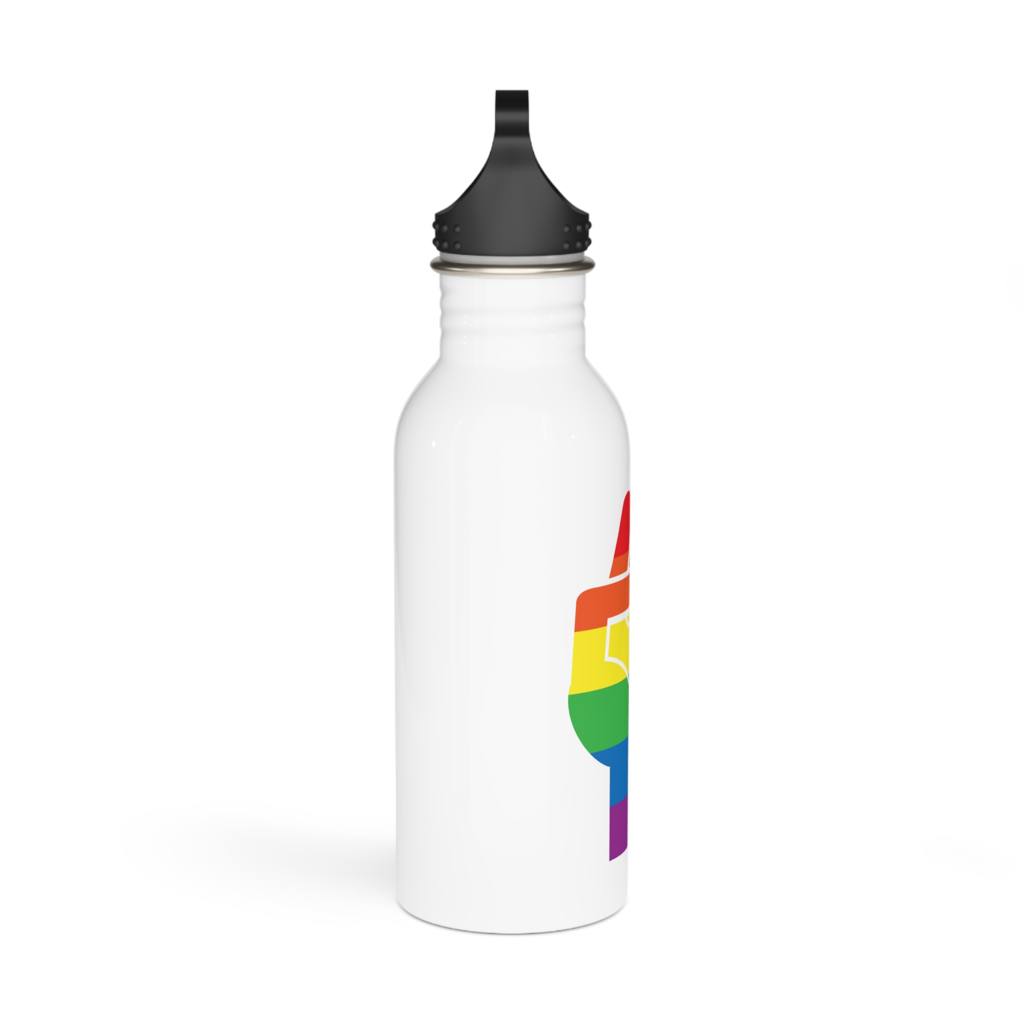 Vector Lgbt Rainbow Flag Fist Isolated White Background Stainless Steel Water Bottle - Image 2
