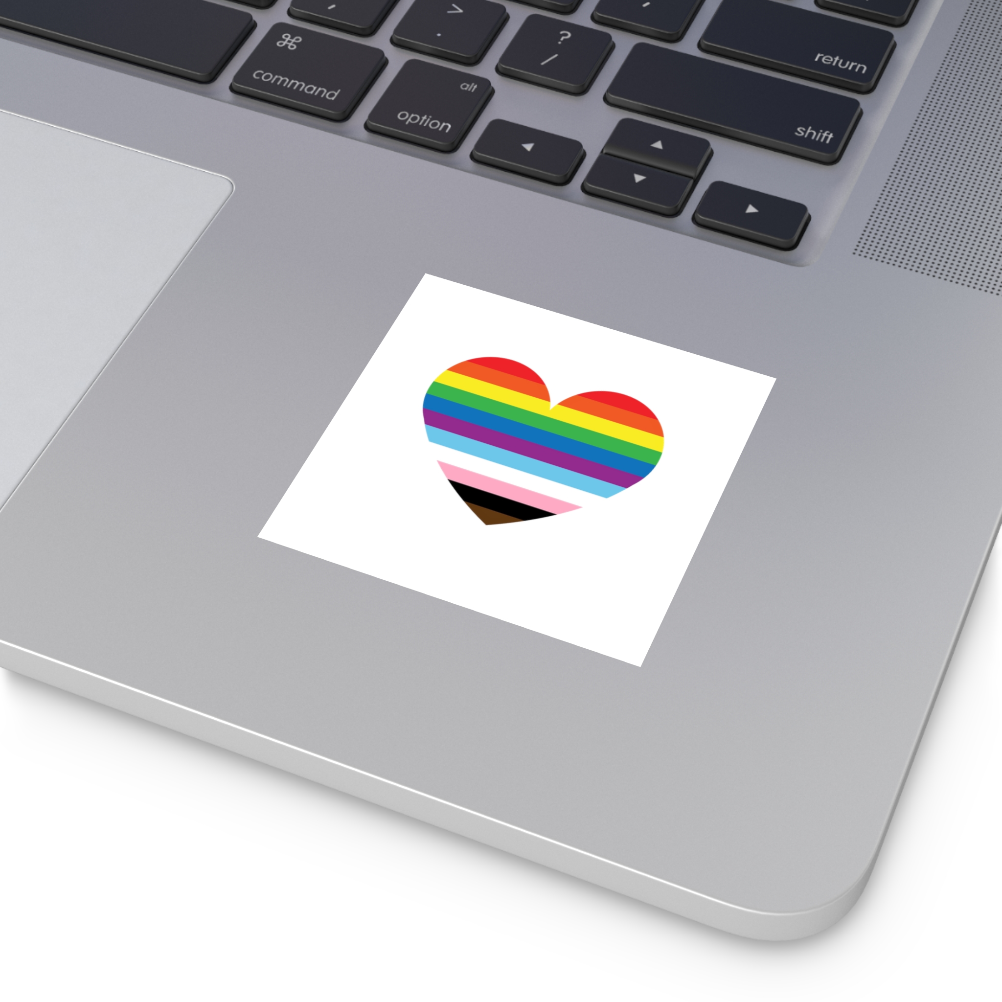 Progress Pride Flag Heart Symbol Love Inclusion Laminate Stickers Square - Image 3