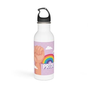 Pride Lettering With Rainbow Card Stainless Steel Water Bottle