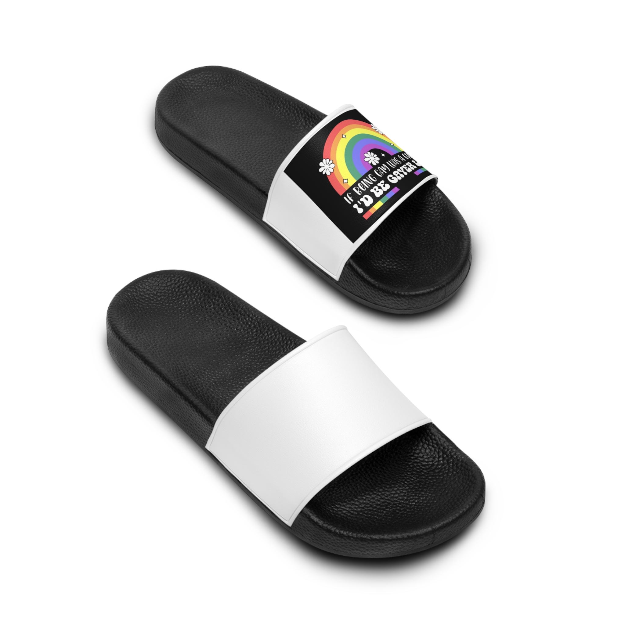 Pride Lgbt Gay Retro Tshirt Design(2) Mens Slide Sandals - Image 4
