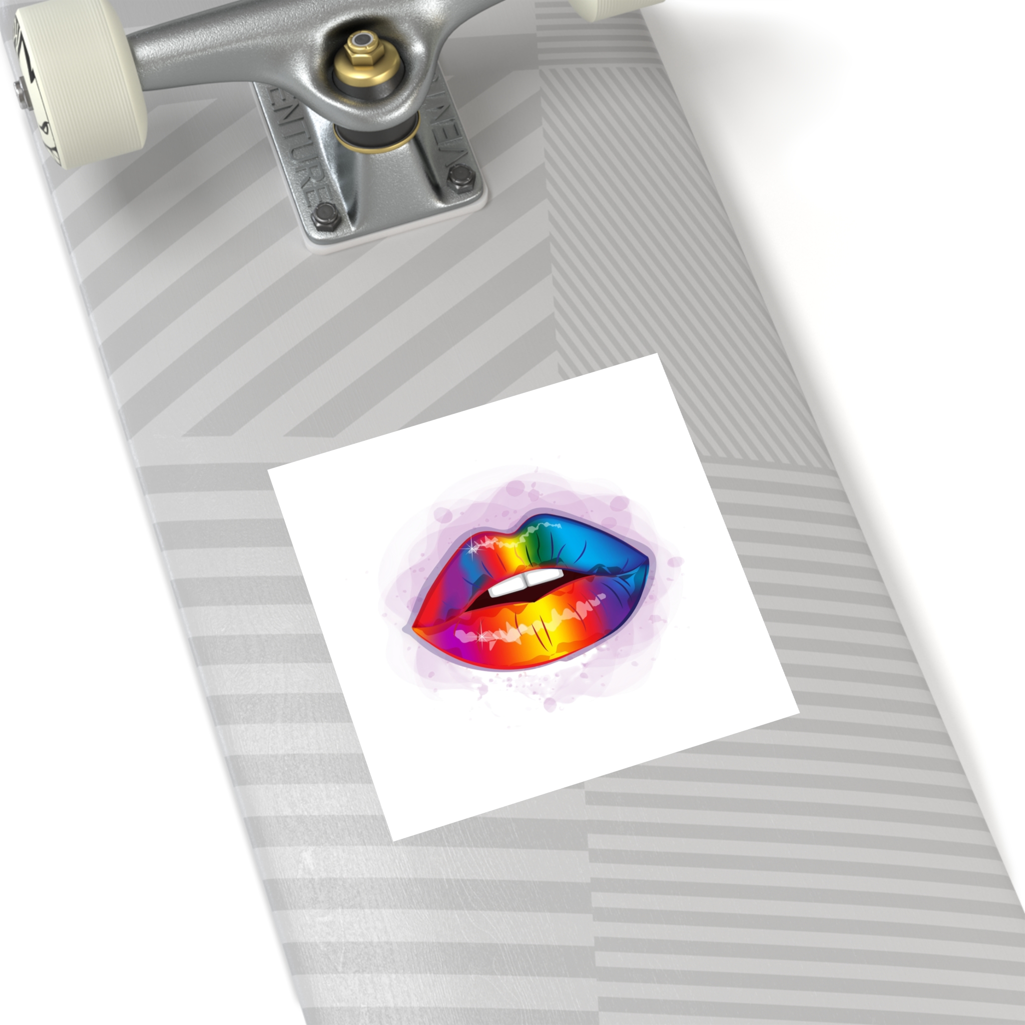 Rainbow Lips Lgbt Beautiful Fashionable Realistic Realistic Watercolor Style Print Vector Laminate Stickers Square - Image 36