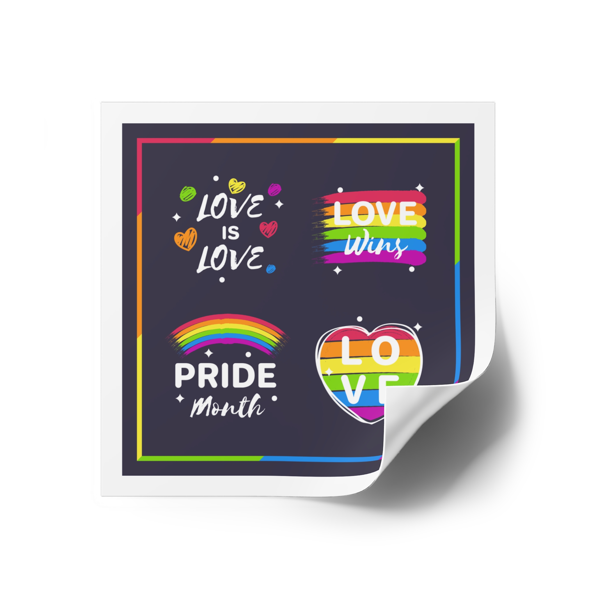 Pride Day Badges Set Laminate Stickers Square - Image 22