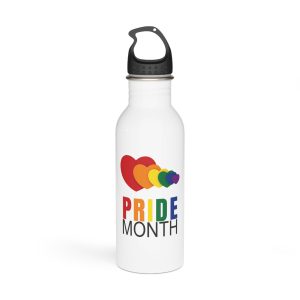 Happy Pride Month Greetings Red Orange Blue Colourful Background Social Media Design Banner Free Vector Stainless Steel Water Bottle
