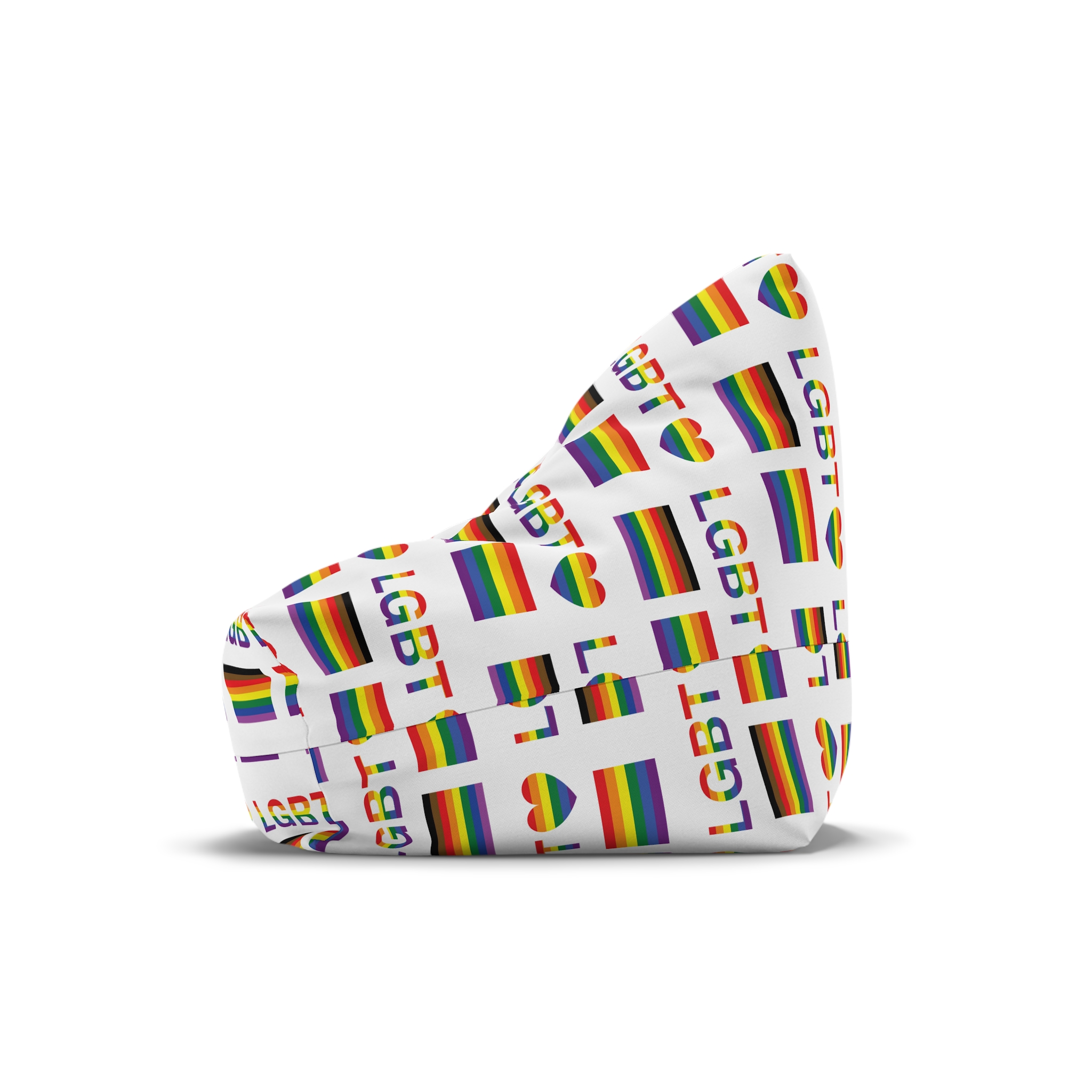 Lgbt Word Text Letter With Heart Rainbow Color Flag Isolated White Background Vector Illustrati Bean Bag Chair Cover - Image 4