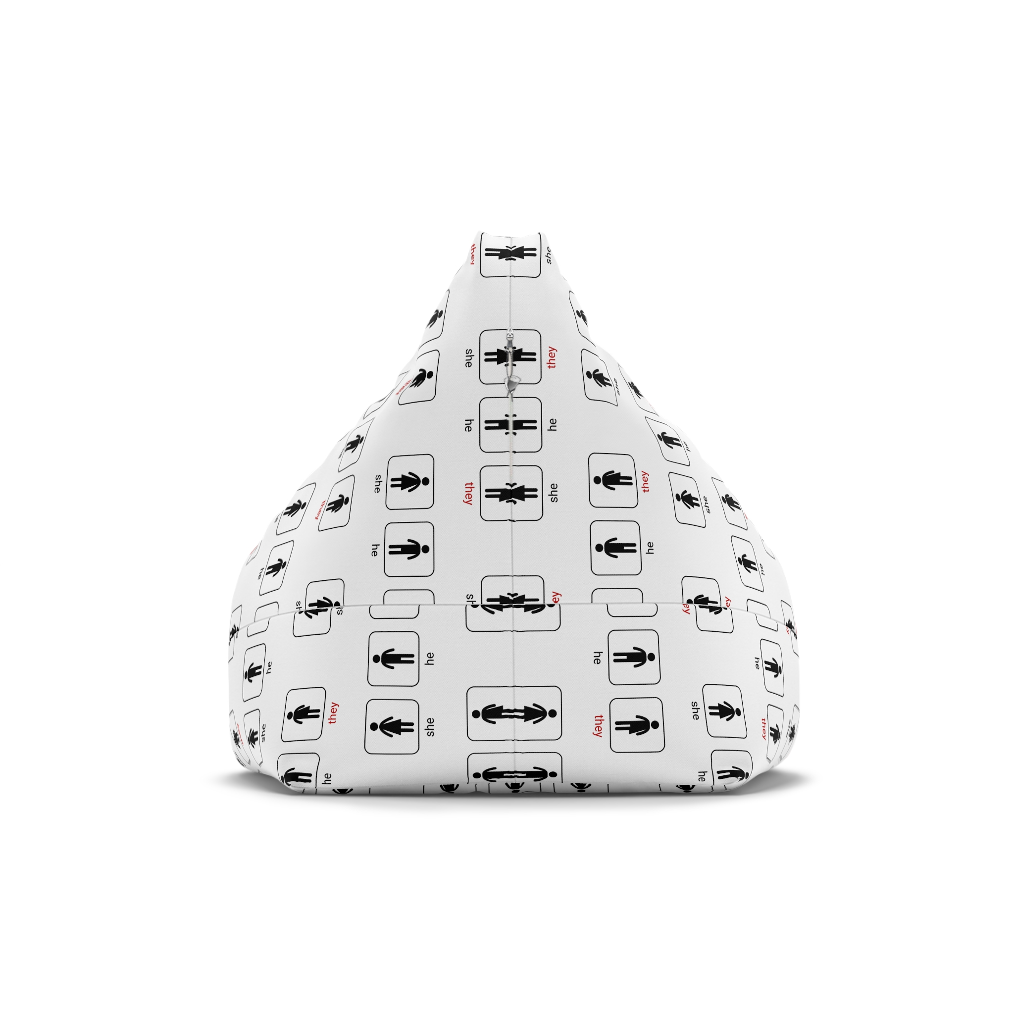 Gender Neutral Toilet Sign Concept Set Word They Written With Red Marker Male Female Unisex Bean Bag Chair Cover - Image 2