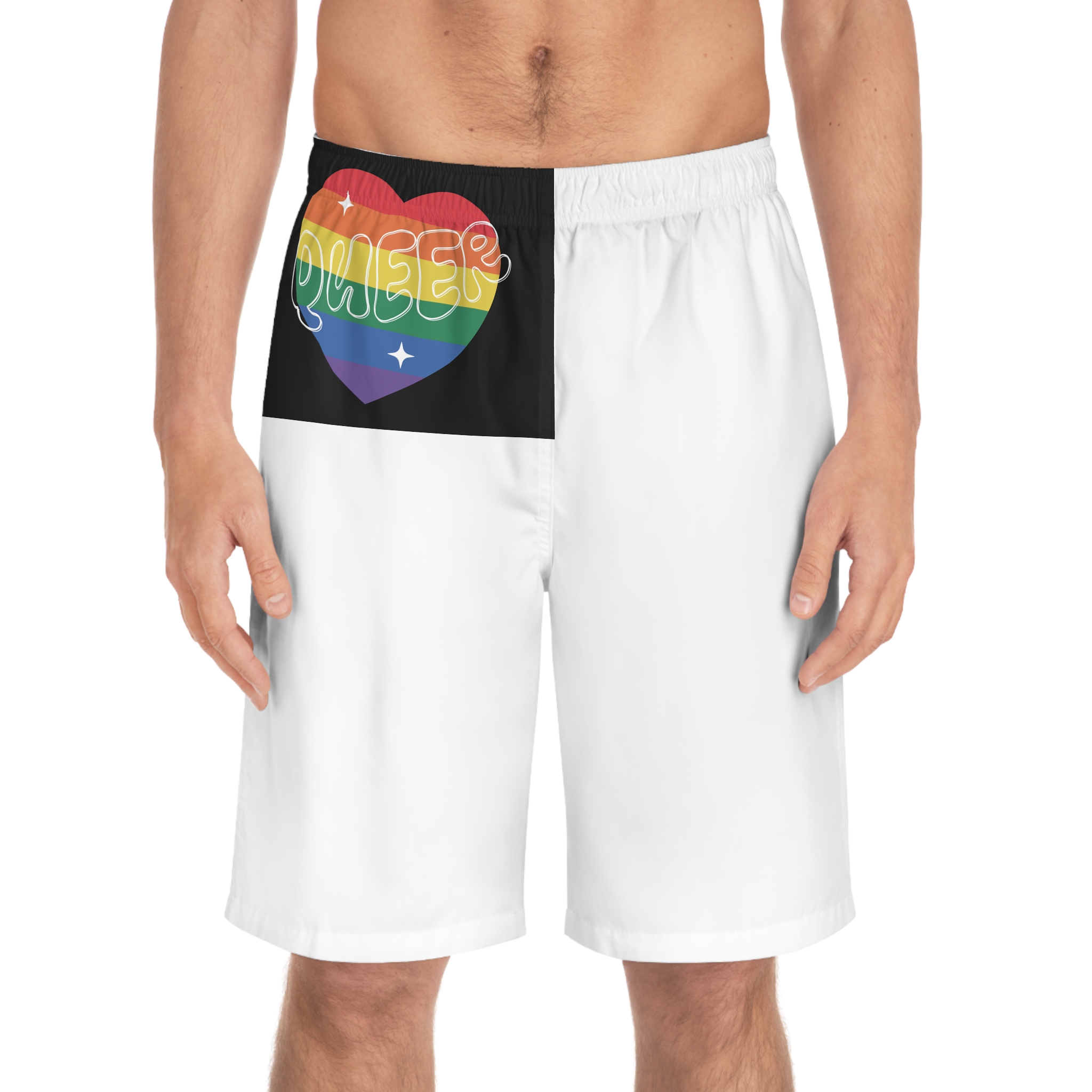 Queer Pride Heart Mens Board Shorts Aop - Image 3