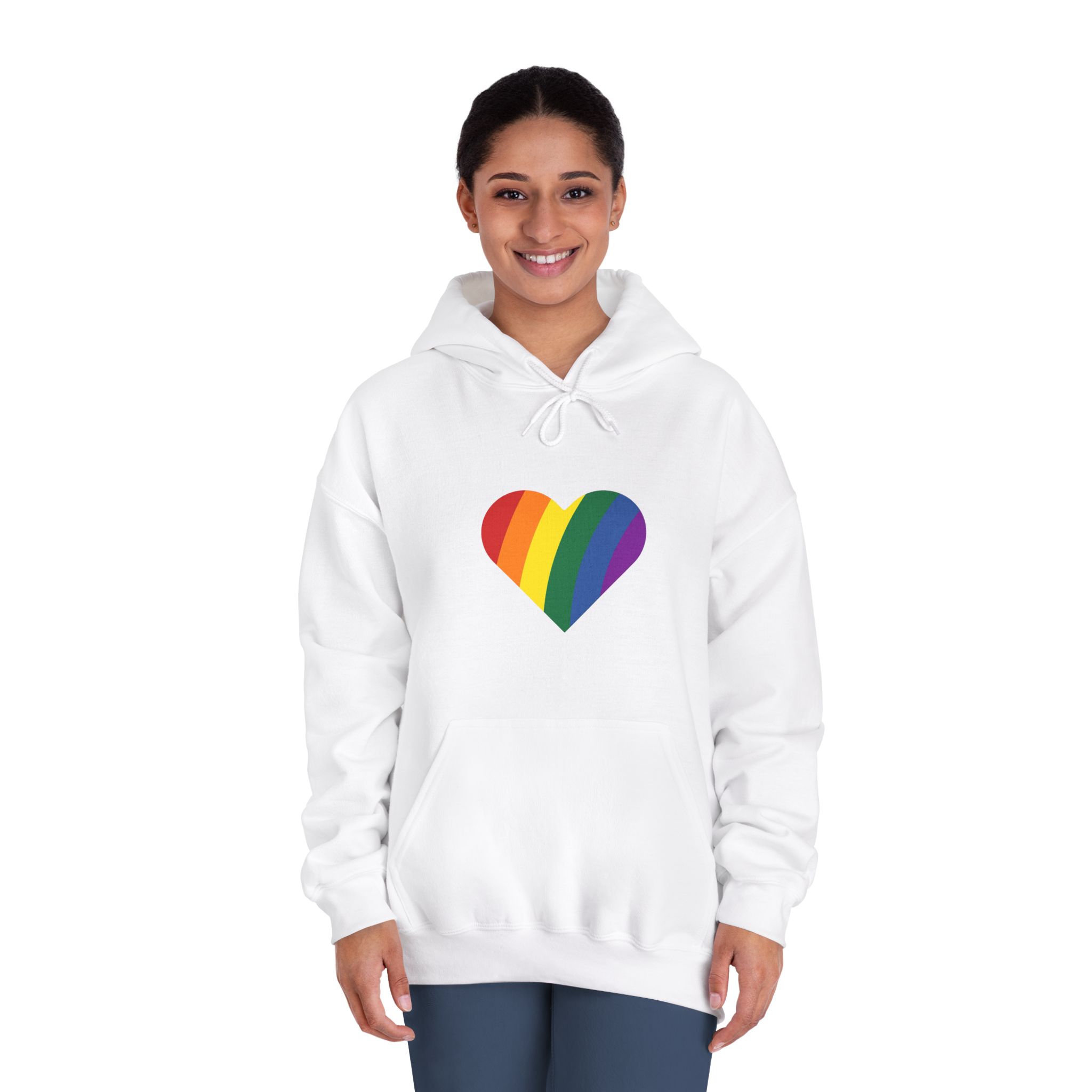 Minimalist Pride Heart Filled With Rainbow Colors Unisex Dryblend Hooded Sweatshirt - Image 4