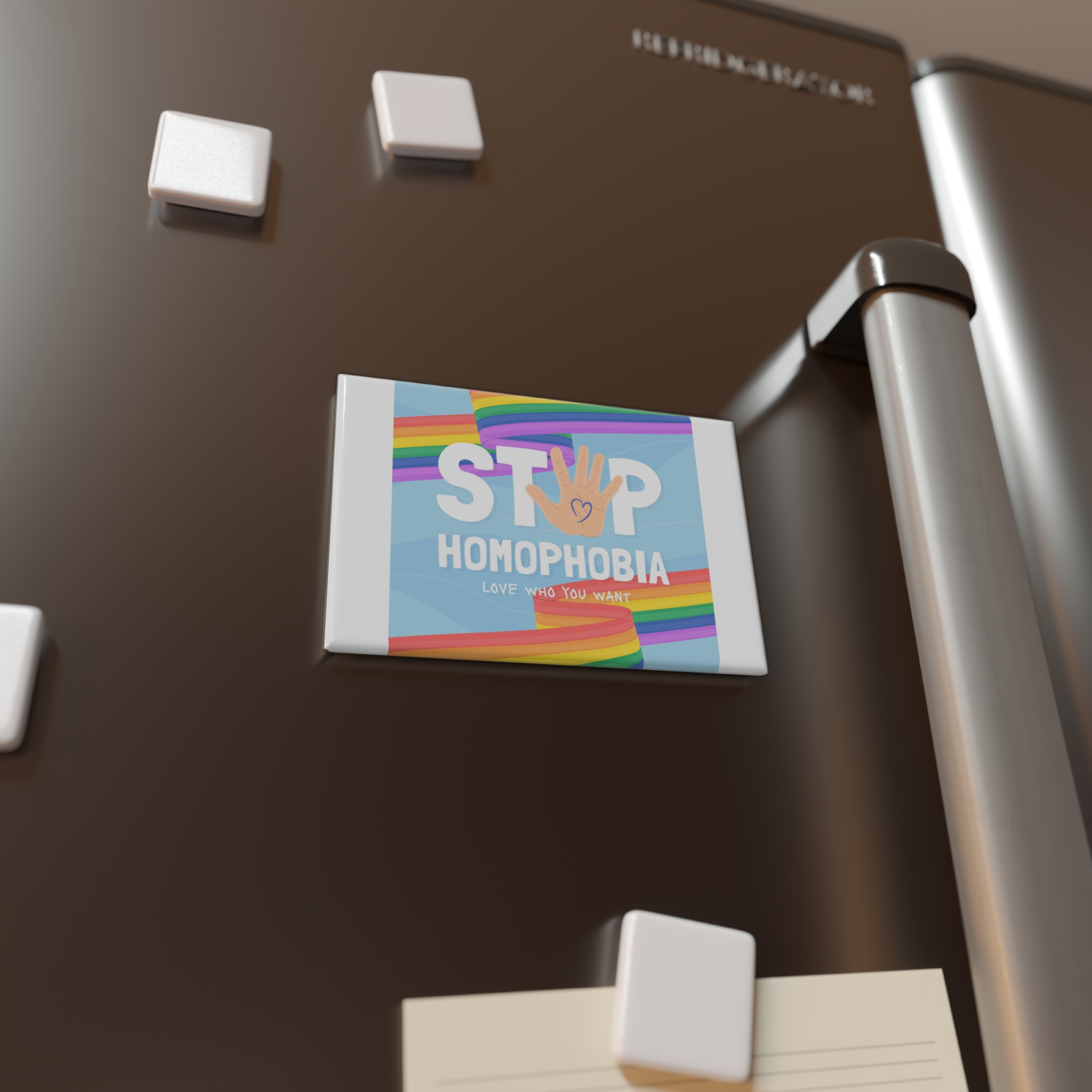 Hand Drawn Stop Homophobia Message Illustrated(1) Button Magnet Rectangle 1 And 10 Pcs - Image 8