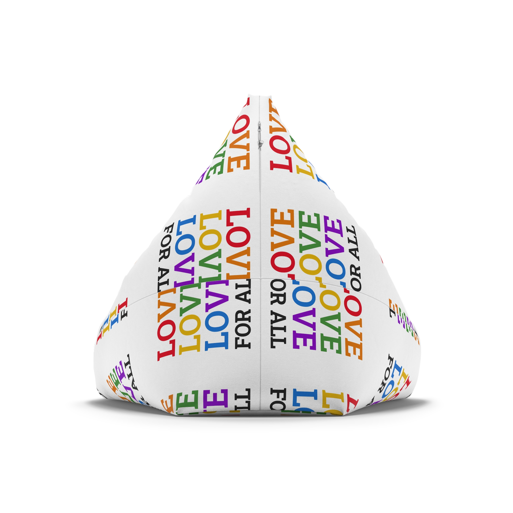 Love All Lgbtq Pride Month Positive Quote Rainbow Color Typographic Art White Background Bean Bag Chair Cover - Image 6
