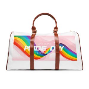 Happy Pride Month Background Vector Lgbtq Community Symbol With Rainbow Pride Flag Heart Design Cele Waterproof Travel Bag