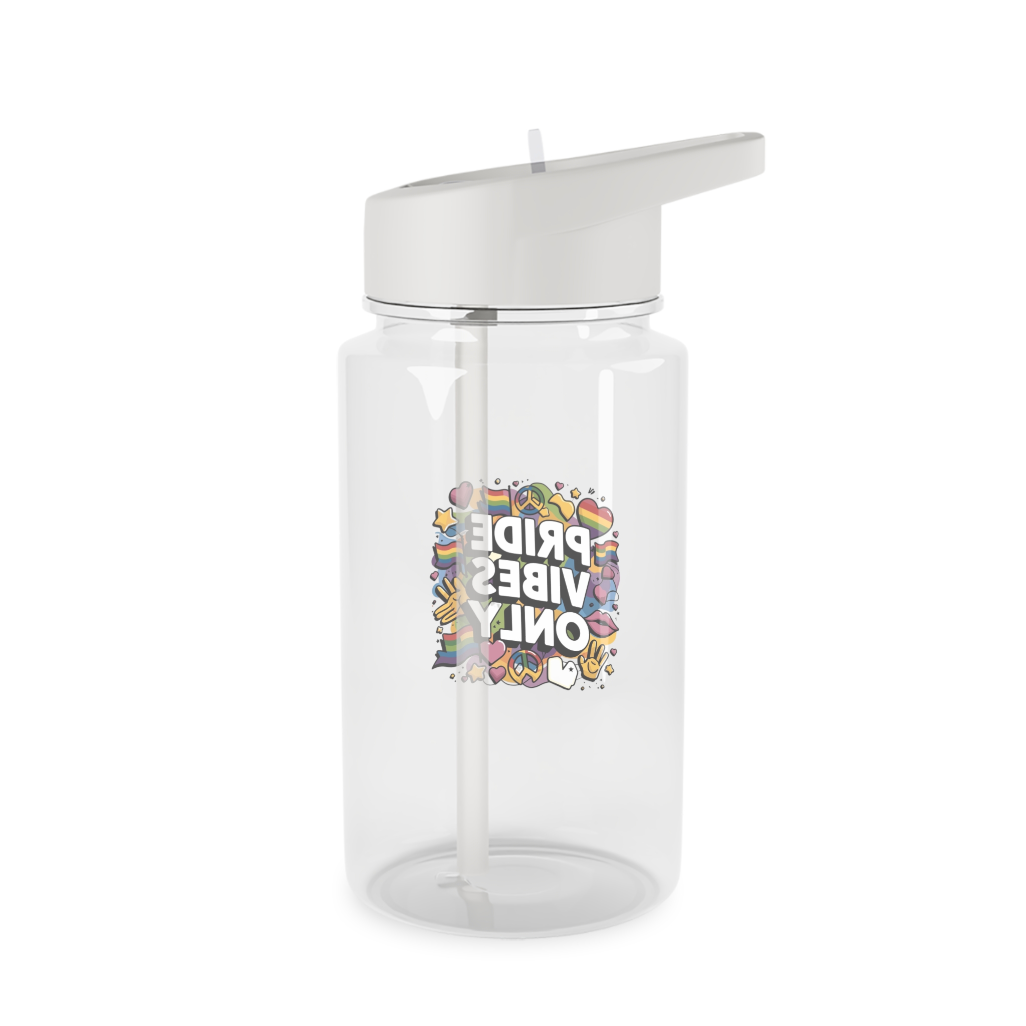 Pride Vibes Only T Shirt Design Isolated White Background Tritan Water Bottle - Image 2