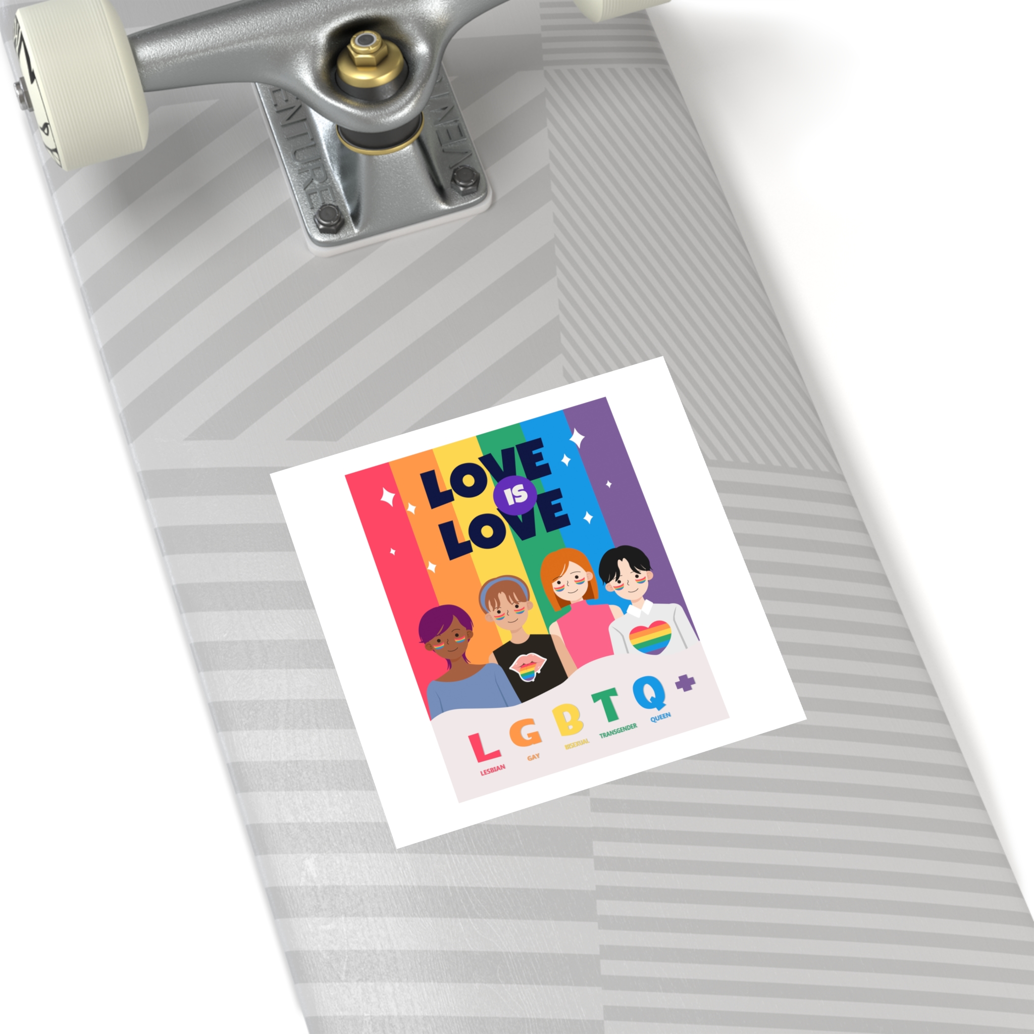 Lgbtq Pride Month Poster Vector With Diverse Characters Rainbow Celebrate Love Inclusivity Laminate Stickers Square - Image 76