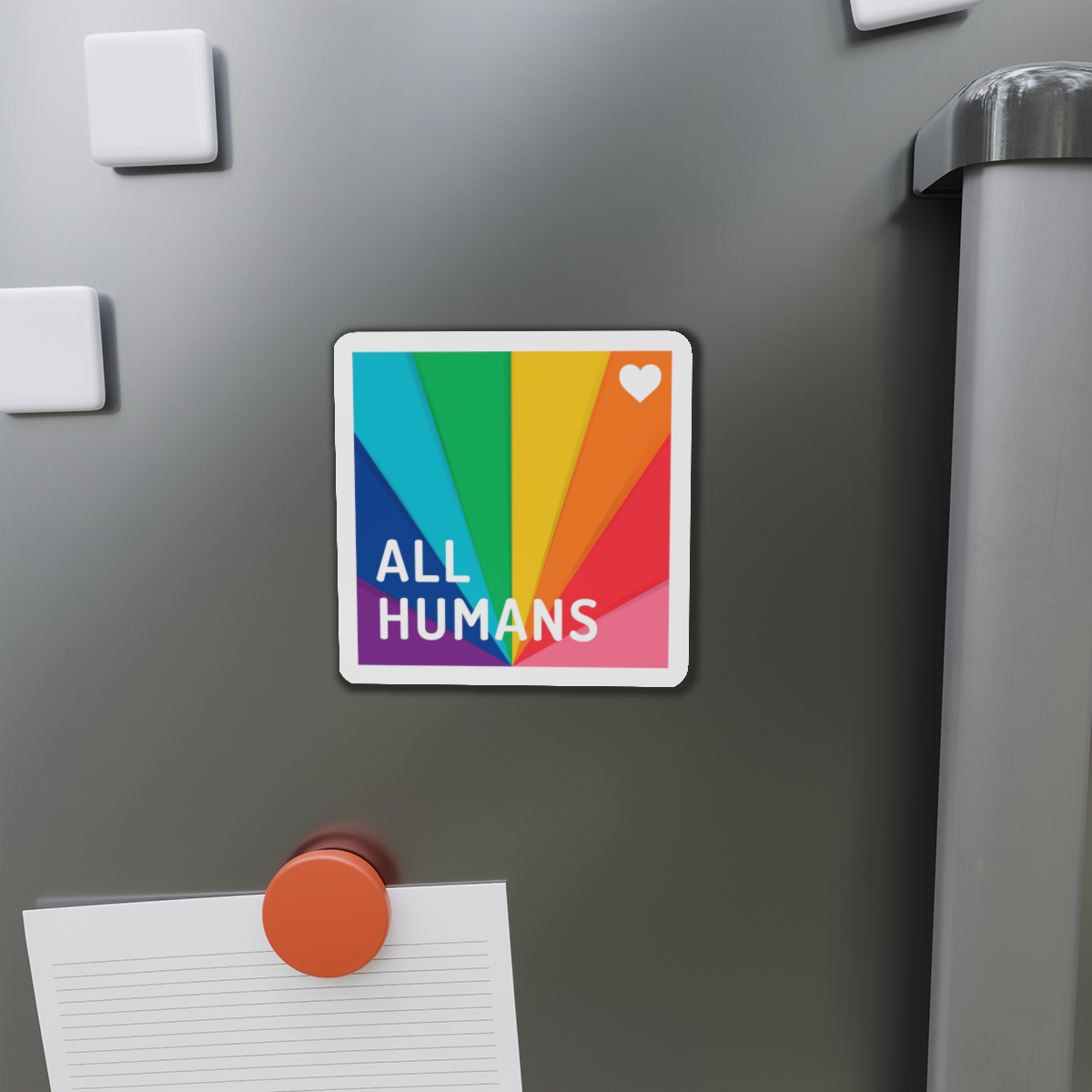 Rainbow Colored Background With All Humans Concept Pride Month Die Cut Magnets - Image 8