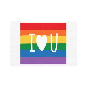 Vibrant Rainbow Flag With I Love You Heart Message Pet Food Mat 12x18