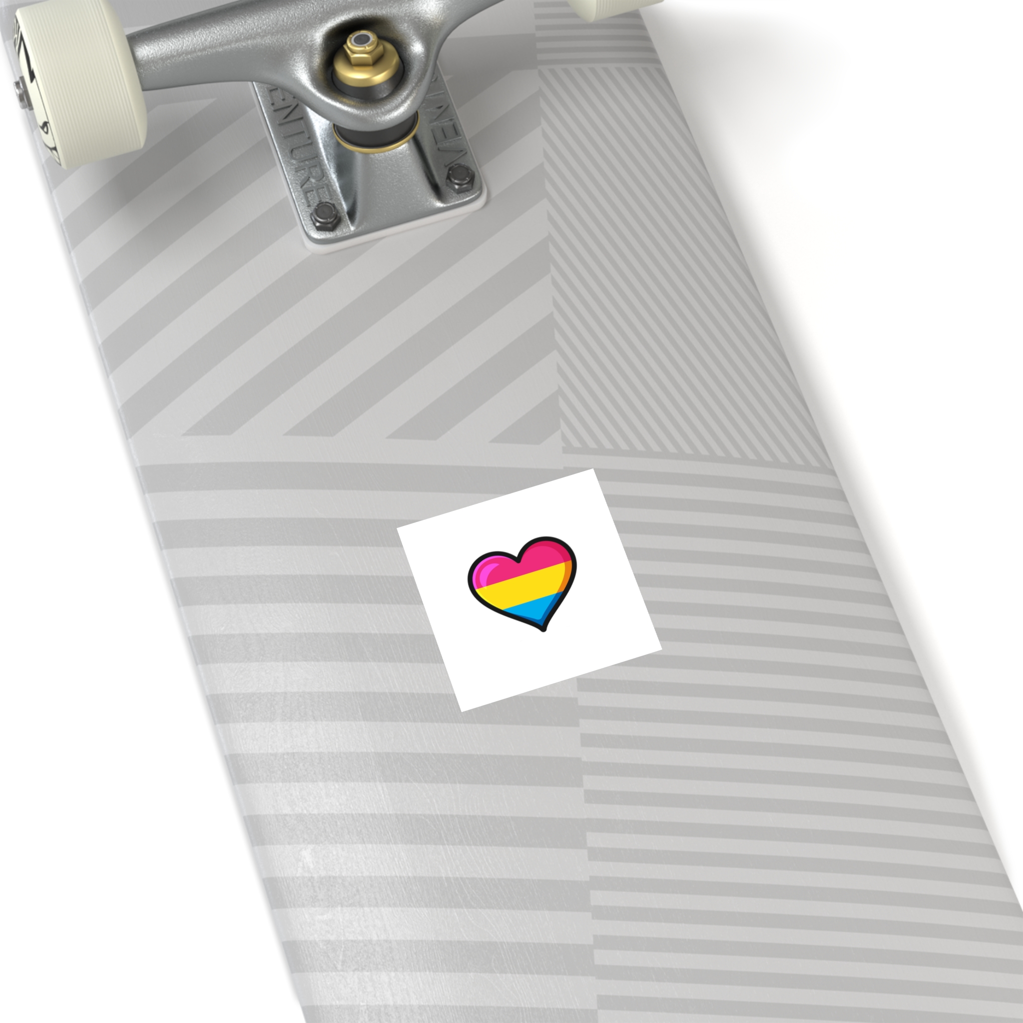 Pansexual Pride Flag Heart Shape Vector Illustration Laminate Stickers Square - Image 4