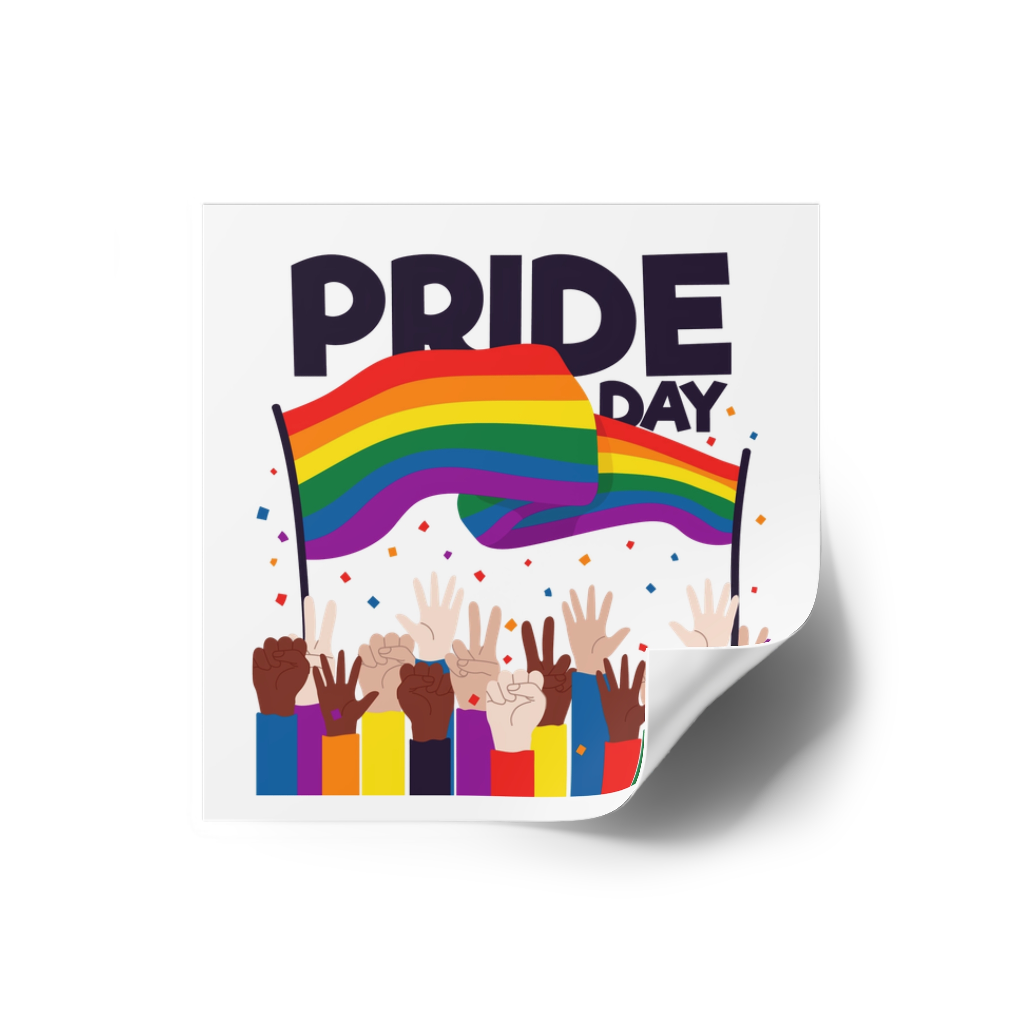 Pride Day Event With Rainbow Flag Theme Laminate Stickers Square - Image 2