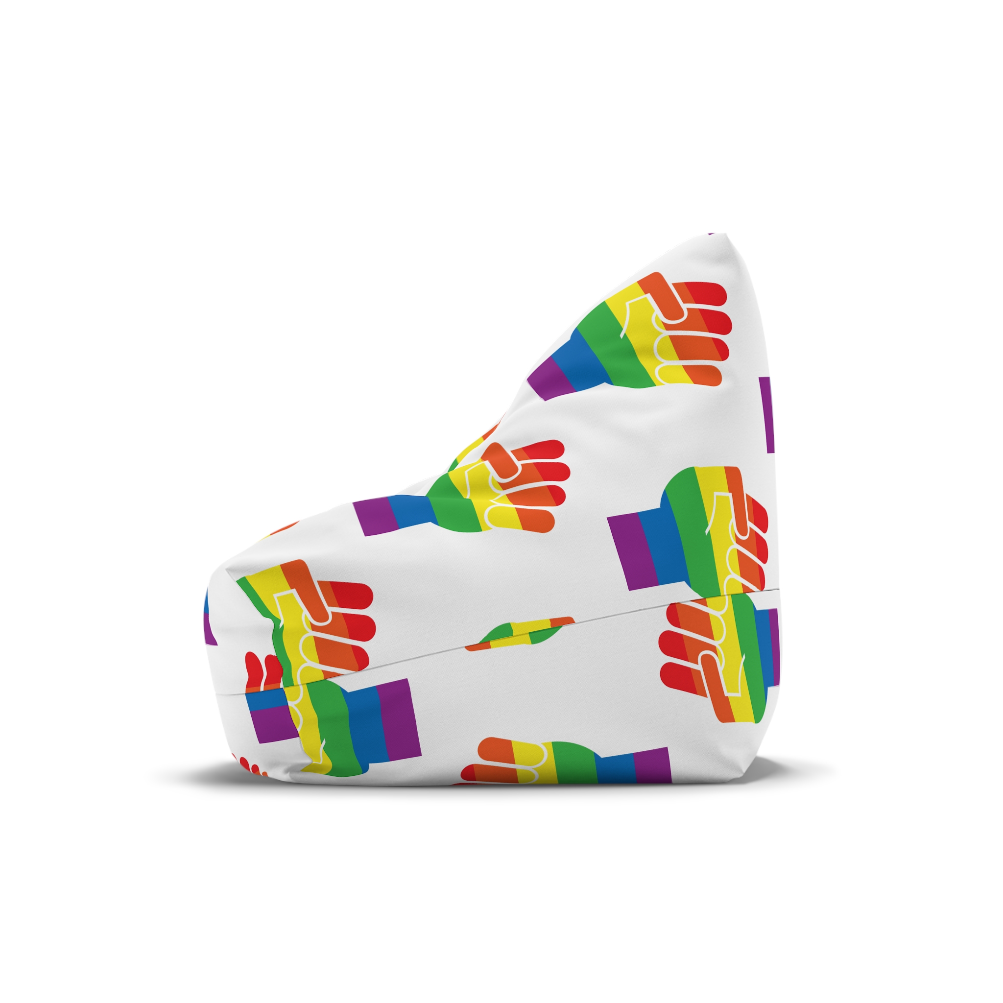 Vector Lgbt Rainbow Flag Fist Isolated White Background Bean Bag Chair Cover - Image 4