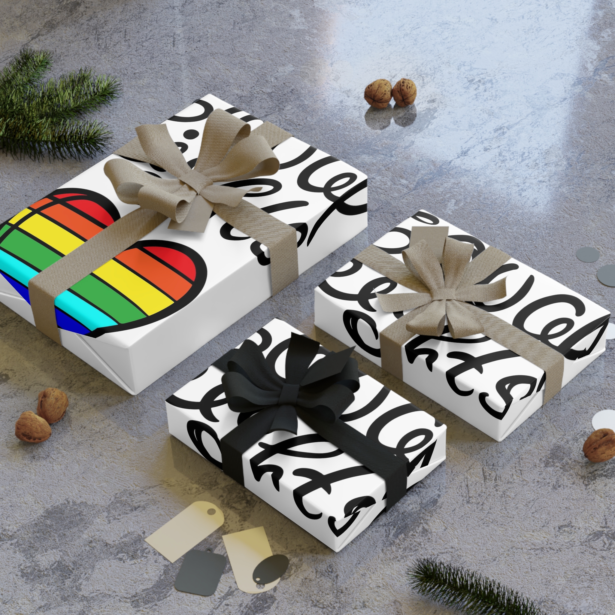 Equal Right Handwritten Text Heart Rainbow Motto Vector Print Gift Wrapping Paper Rolls 1pc - Image 4