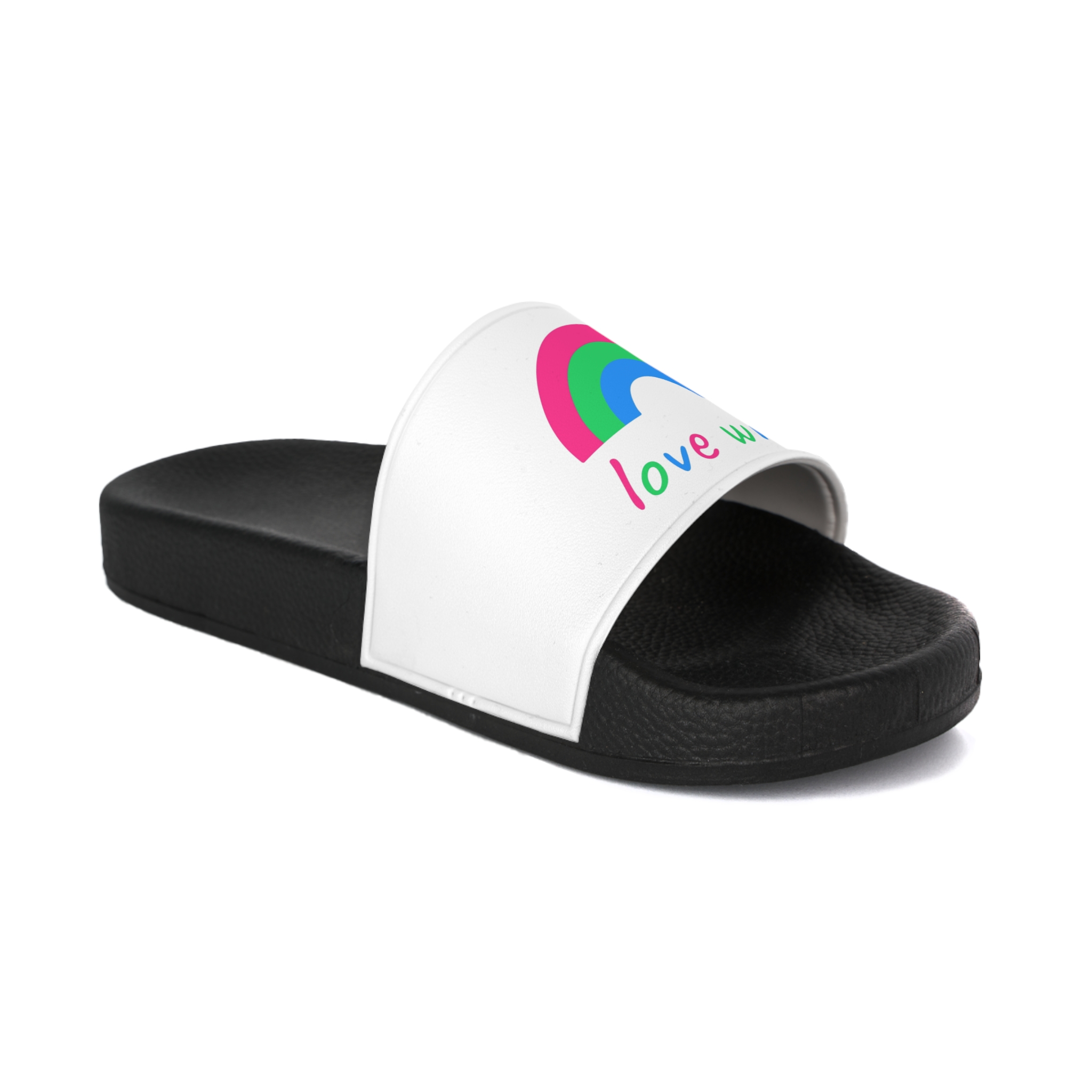 Colorful Rainbow Shape Polysexual Pride Flag Happy Pride Day Lgbtqia Community Pride Month Vector Hand Drawn Doodle Posters Stickers Logo Cards Mens Slide Sandals - Image 2