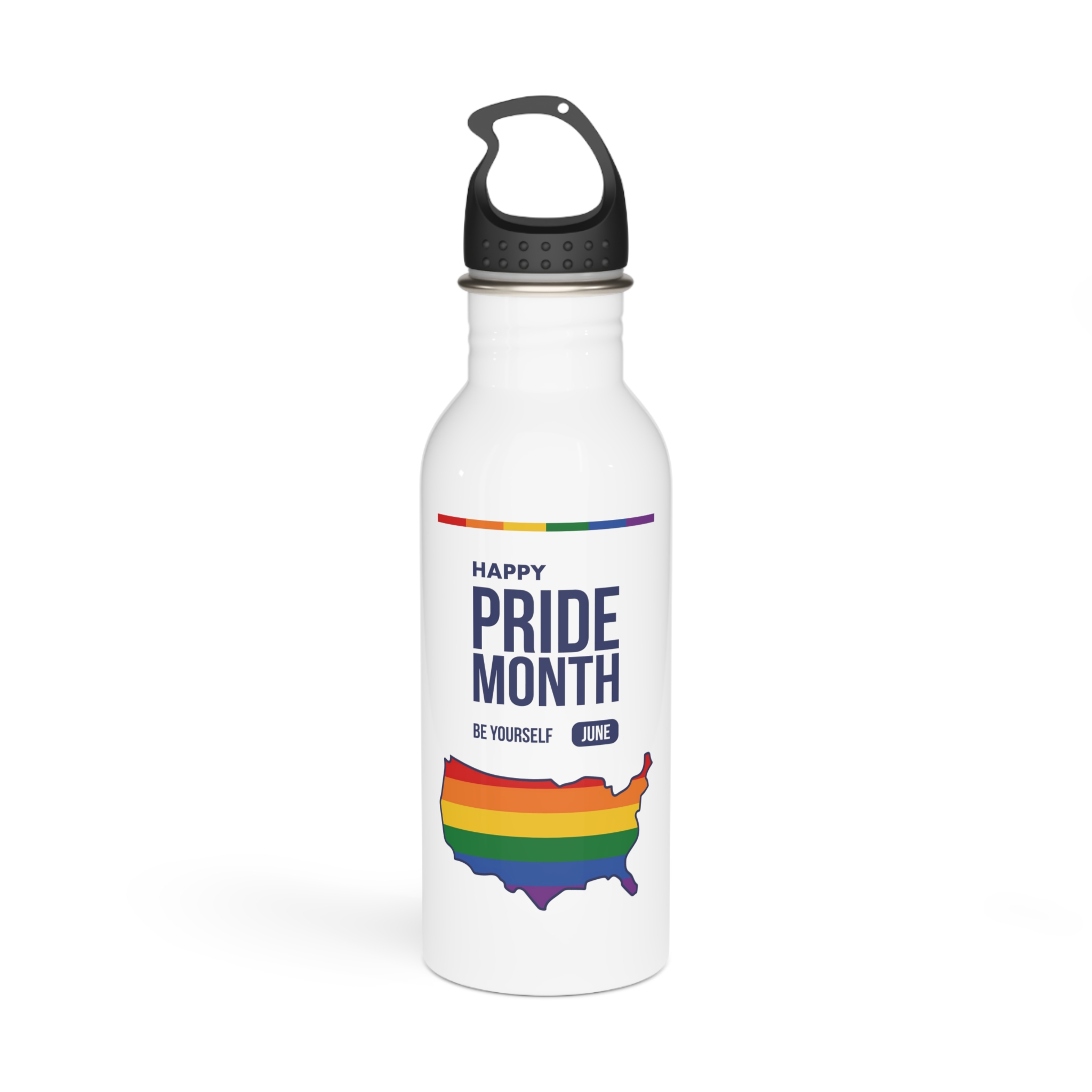 Lgbt Pride Month June 2026 Lesbian Gay Bisexual Transgender Lgbtq Flag Rainbow Love Vector (2) Stainless Steel Water Bottle
