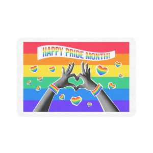 Lgbtq Pride Month Card Y2k Style Trendy Retro Collage Halftone Hands Pet Food Mat 12x18