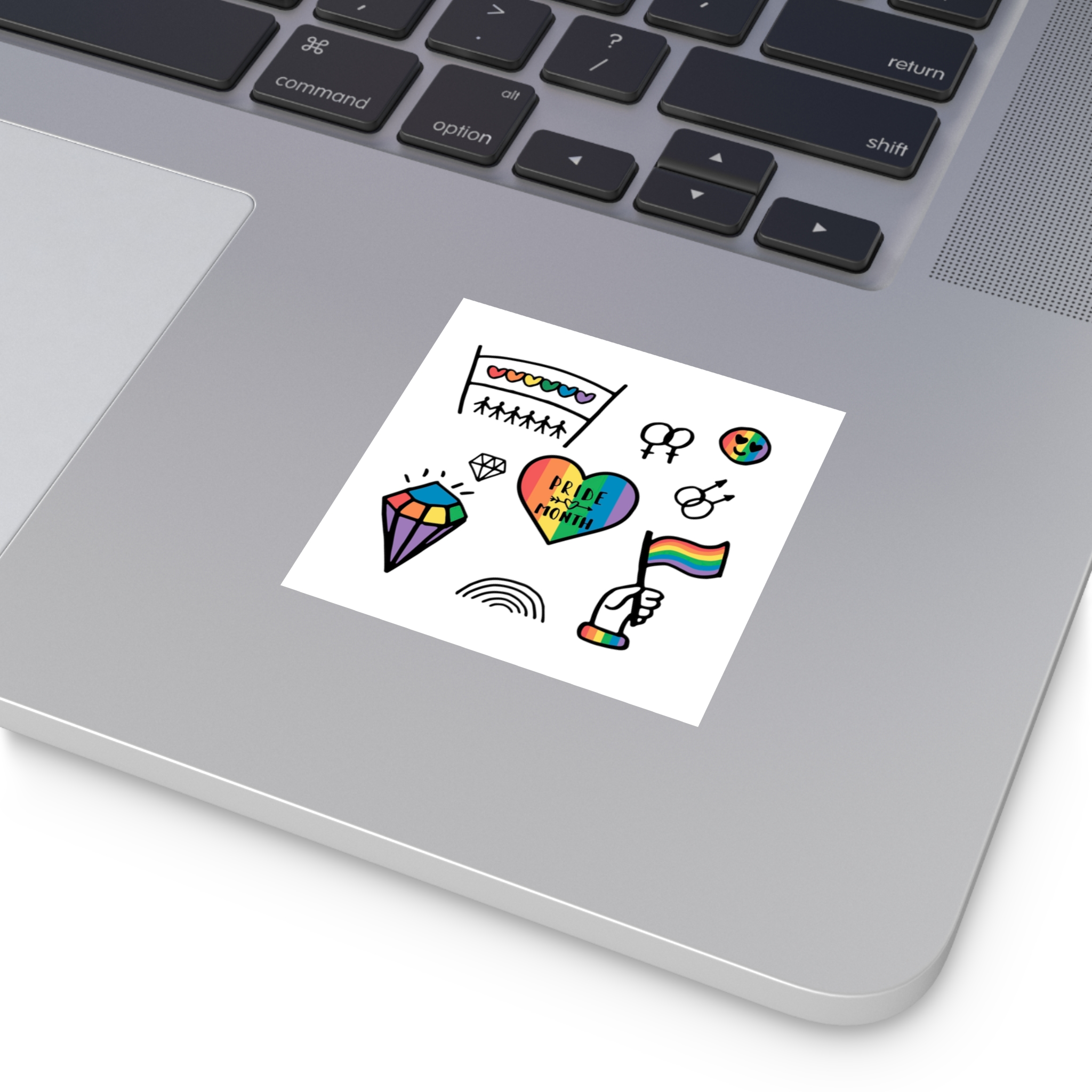 Lgbt Doodle Set Rainbow Flag Pride Month Vector Illustration Laminate Stickers Square - Image 3