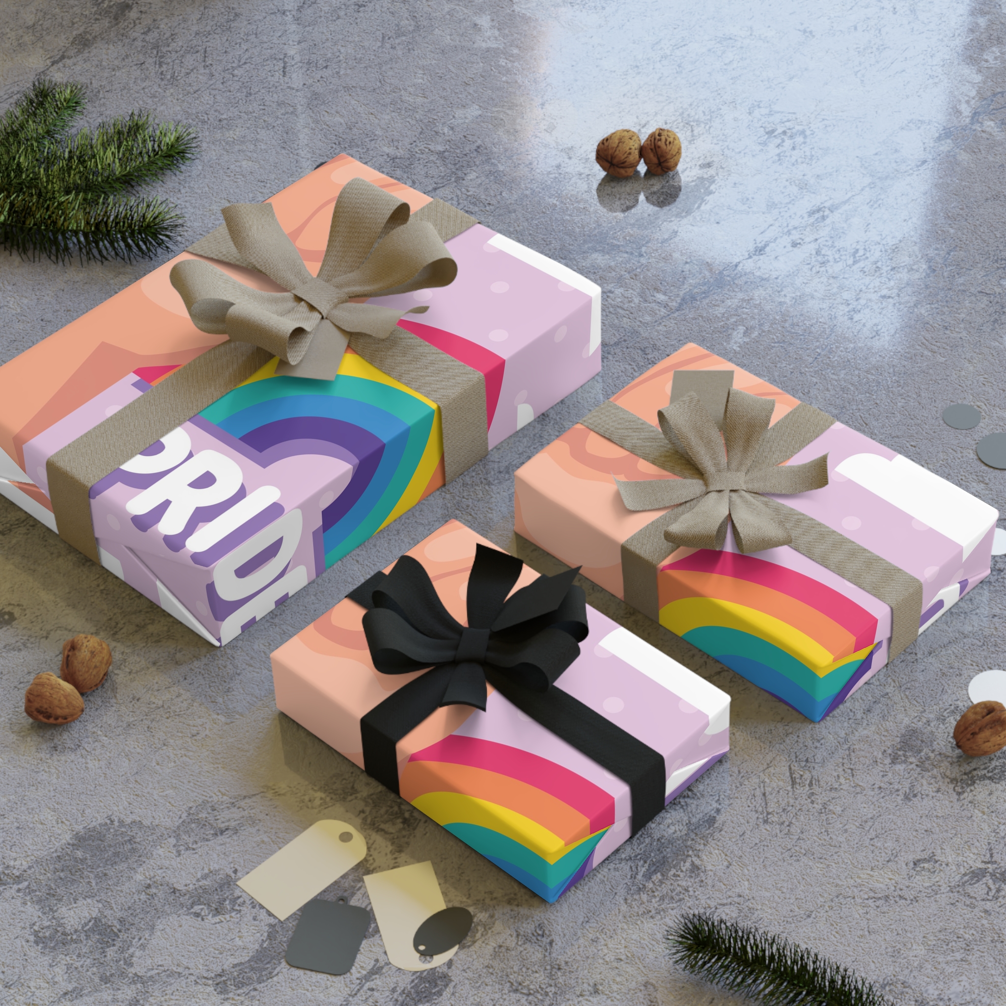 Pride Lettering With Rainbow Card Gift Wrapping Paper Rolls 1pc - Image 4
