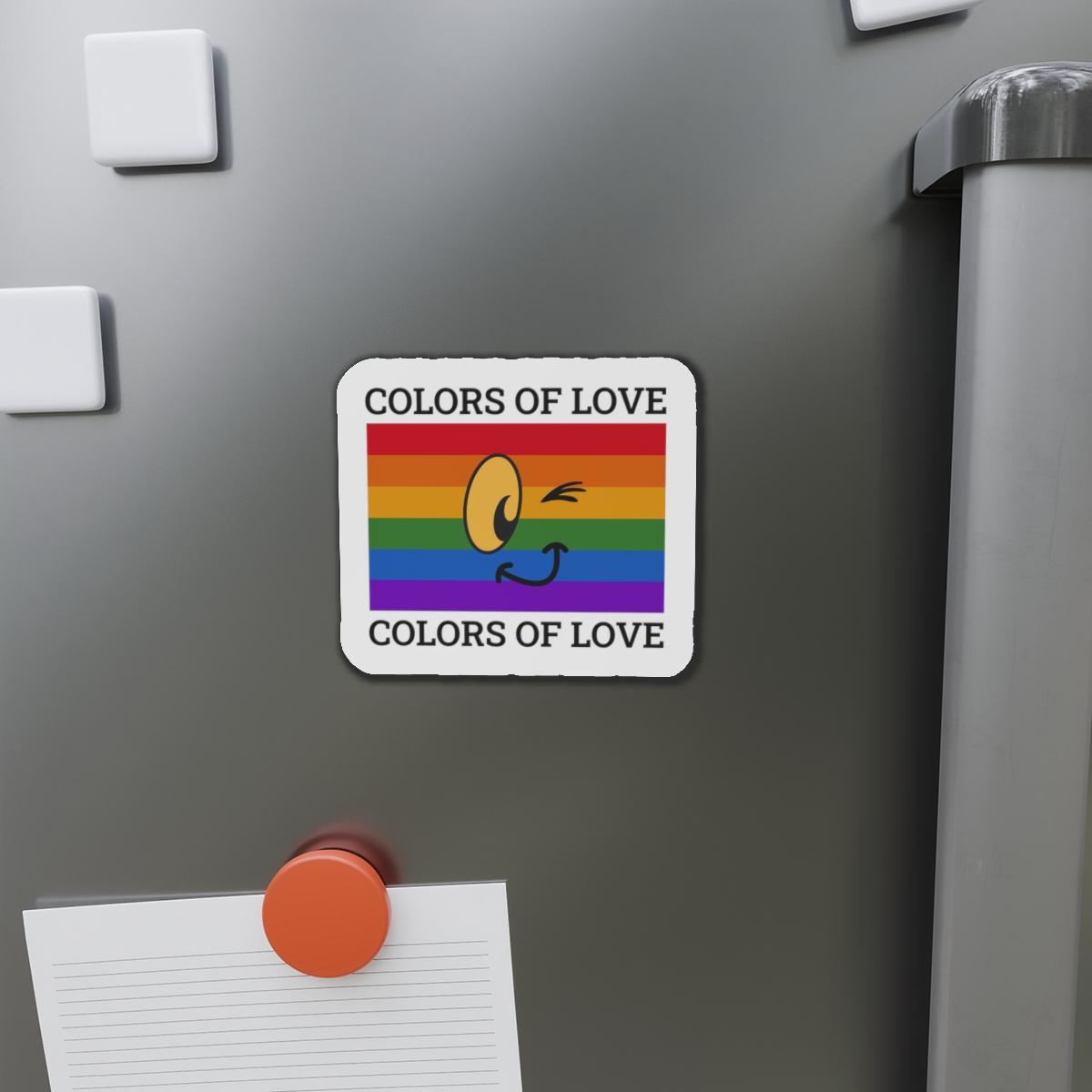 Colors Love Lgbtq Pride Month Quote Rainbow Flag Art With Smiley Face White Background Die Cut Magnets - Image 14