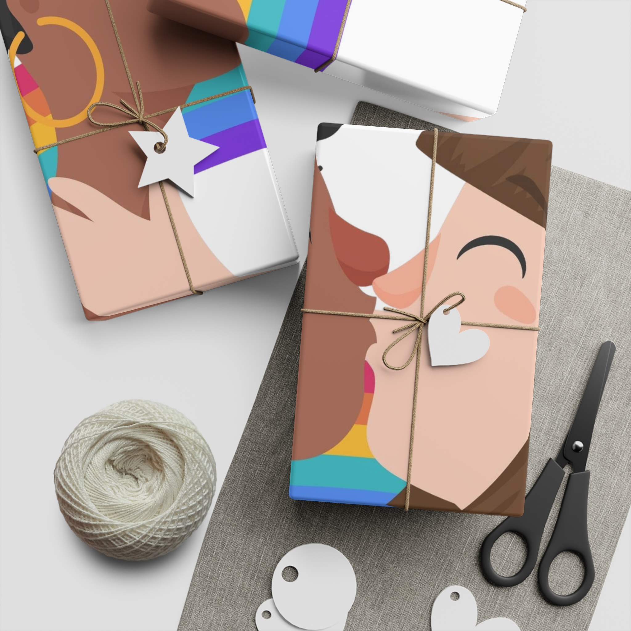 Flat Design Lesbian Kiss Illustrated Gift Wrapping Paper Sheets 1pc - Image 5