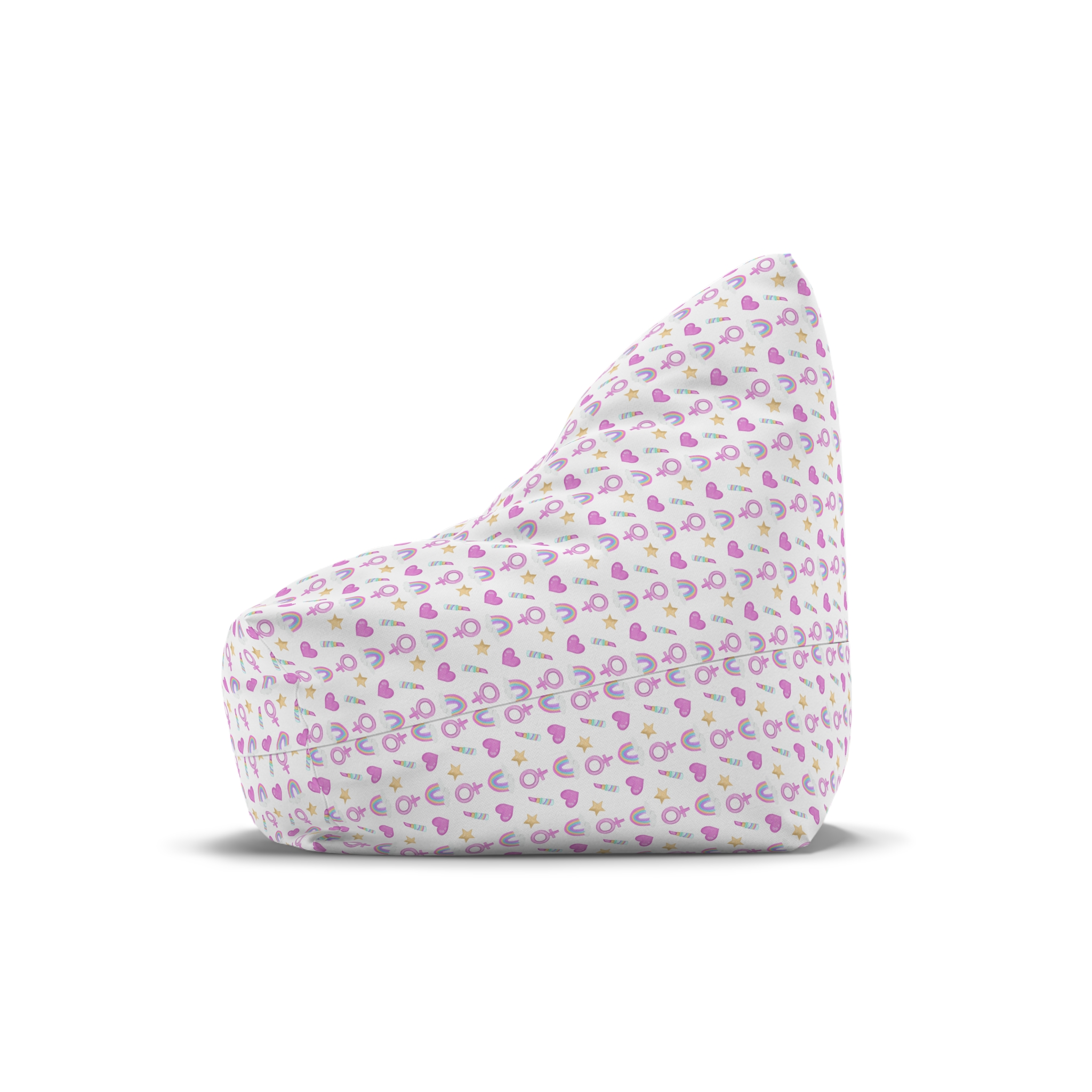 Cute Feminine Seamless Pattern With Rainbows Hearts Venus Symbols Bean Bag Chair Cover - Image 4