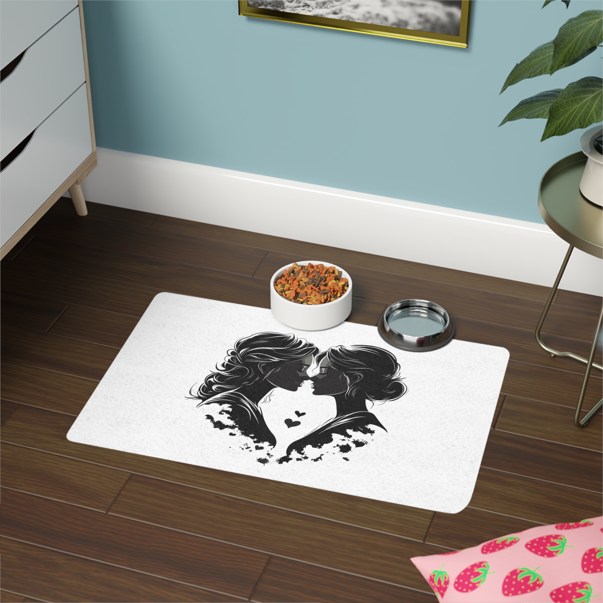 Two Women Kiss Lesbian Female Couple Together Lesbian Female Couple Kissing Homosexuality Lgbtq People Human Rights Freedom Vector Illustration Love Relationship Pet Food Mat 12x18 - Image 4