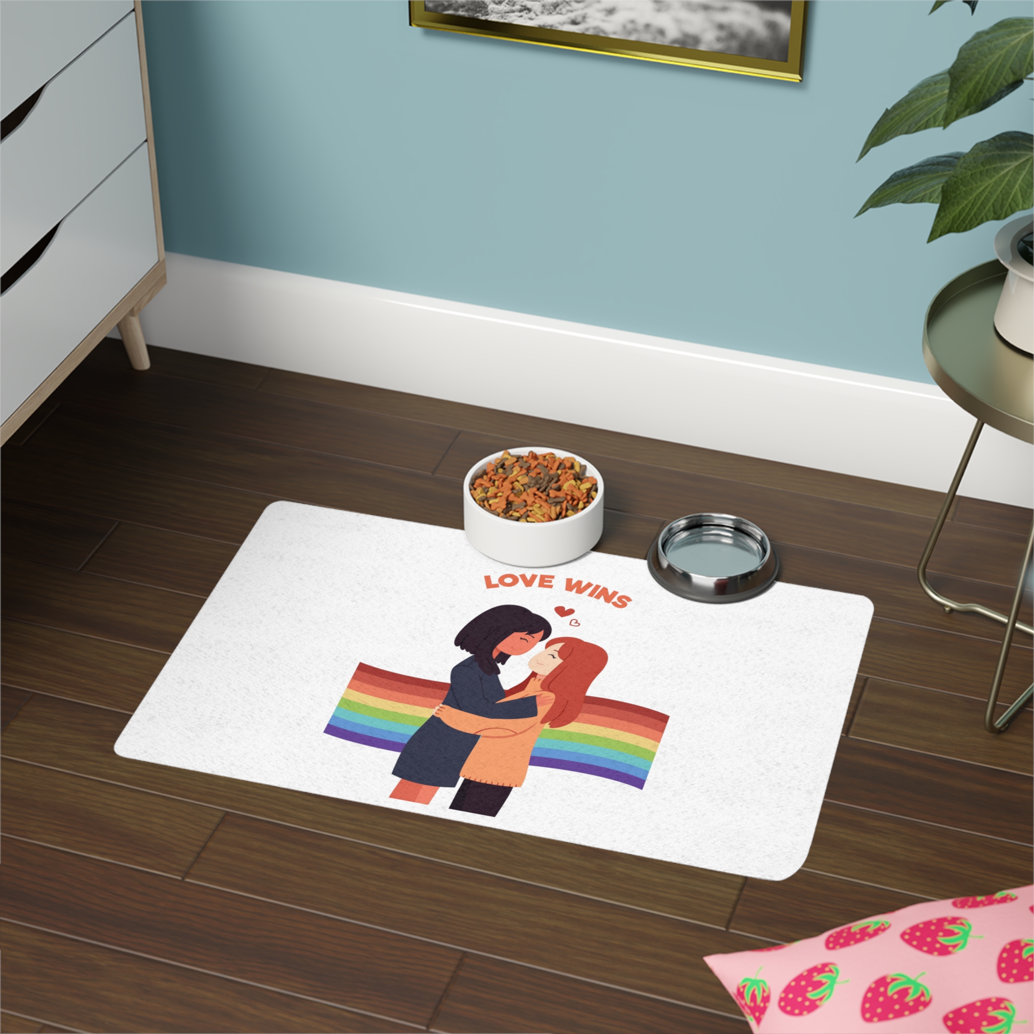 Pride Day People With Women Pet Food Mat 12x18 - Image 4